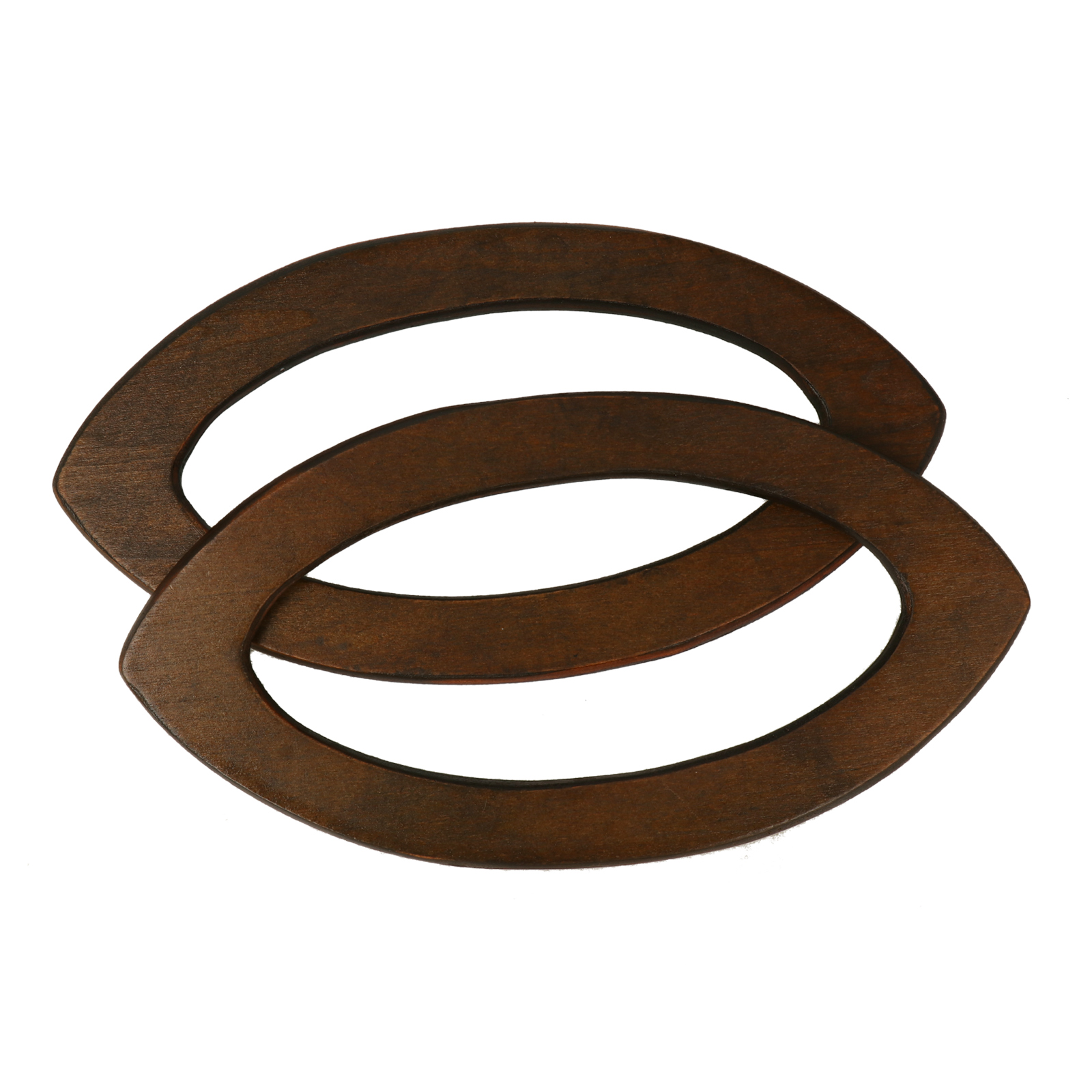 shabby wood navette shape magnetic bag handle 19x10x1,8cm | 2pc