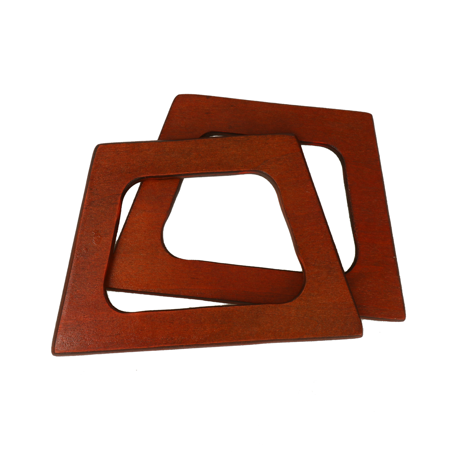 shabby wood trapeze shape magnetic bag handle 15x10,5x1,5cm | 2pc