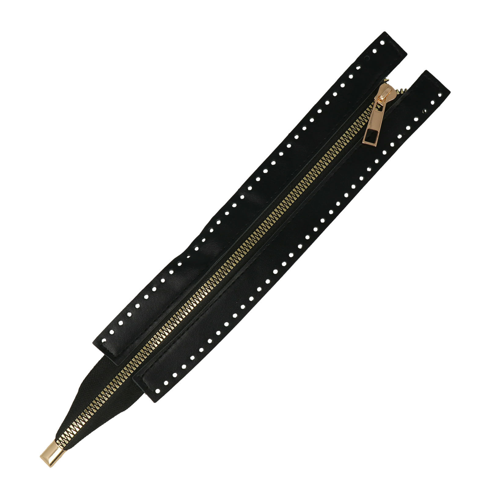 pu-leather zipper for bag 31x5,5cm - black/gold | 1pc