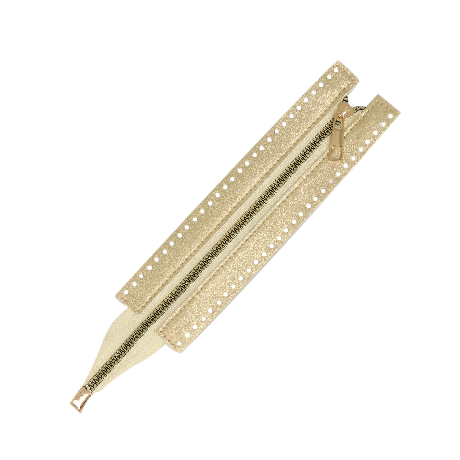 pu-leather zipper for bag 26x5cm - gold/gold | 1pc
