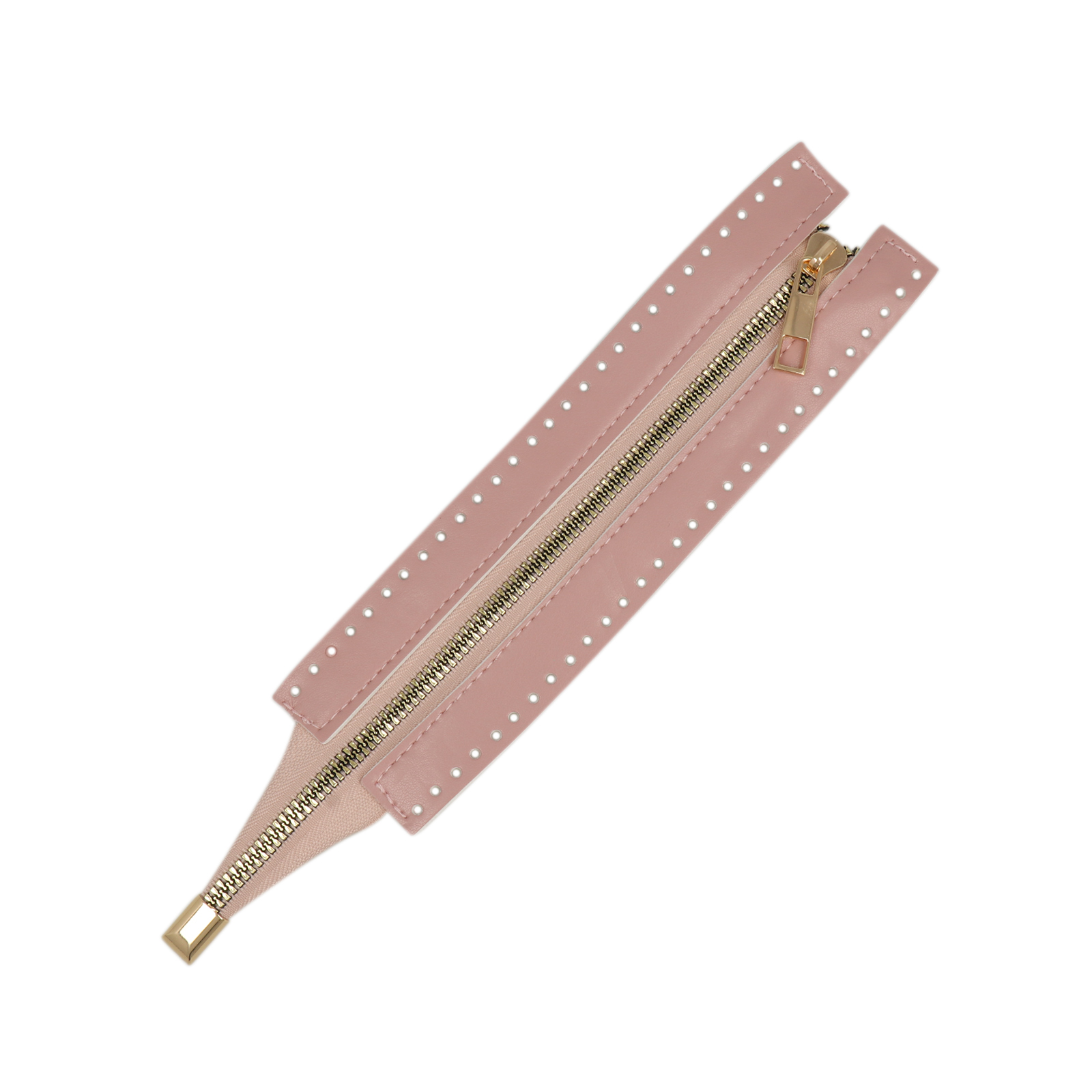 pu-leather zipper for bag 26x5,5cm - pink/gold | 1pc
