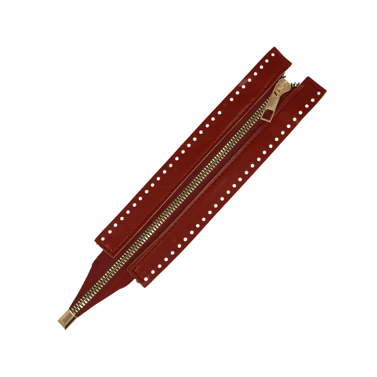 pu-leather zipper for bag 26x5,5cm - bordeaux/gold | 1pc