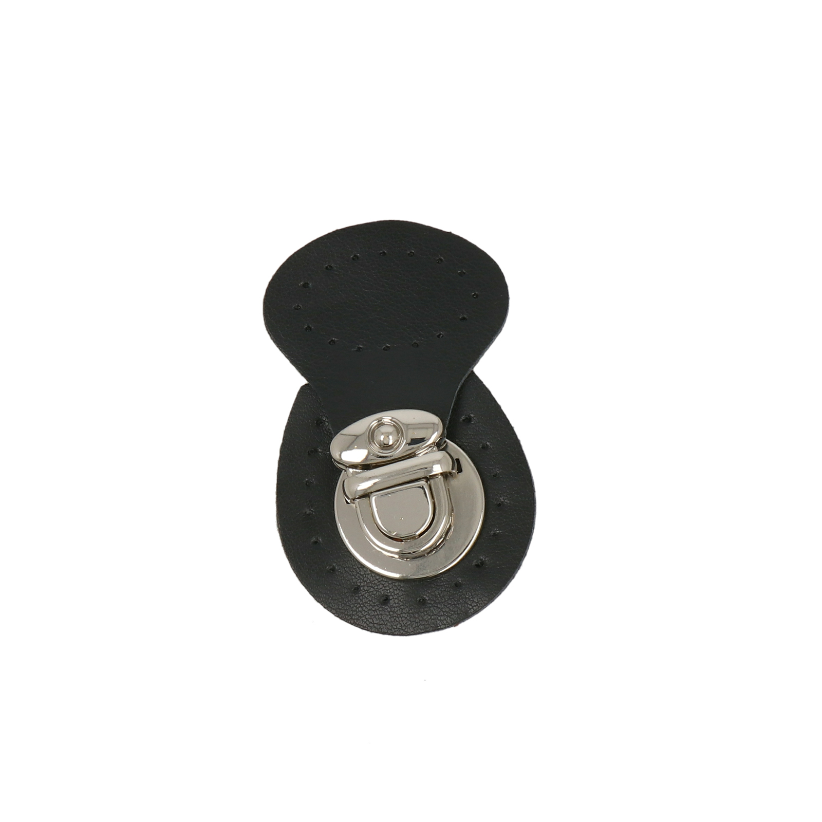 bag clasp silver tuck lock 22x18mm - black sew on pu 6x4cm | 1pc