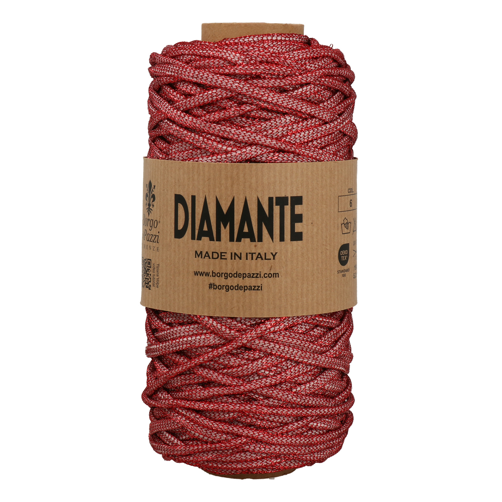 borgo de' pazzi diamante - red with white base (6) - 150gr (90mt) | 1pc