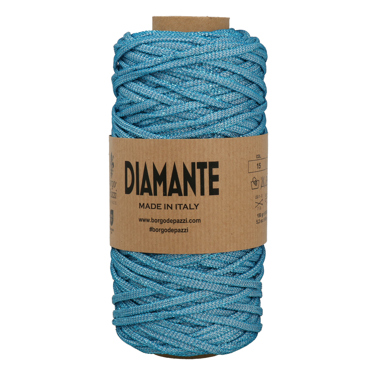 borgo de' pazzi diamante - turquoise with white base (15) - 150gr (90mt) | 1pc
