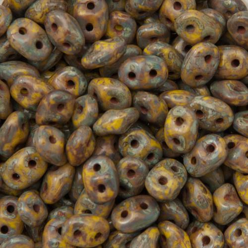 superduo seed beads 5x2,5mm - opaque yellow/picasso | 10gr