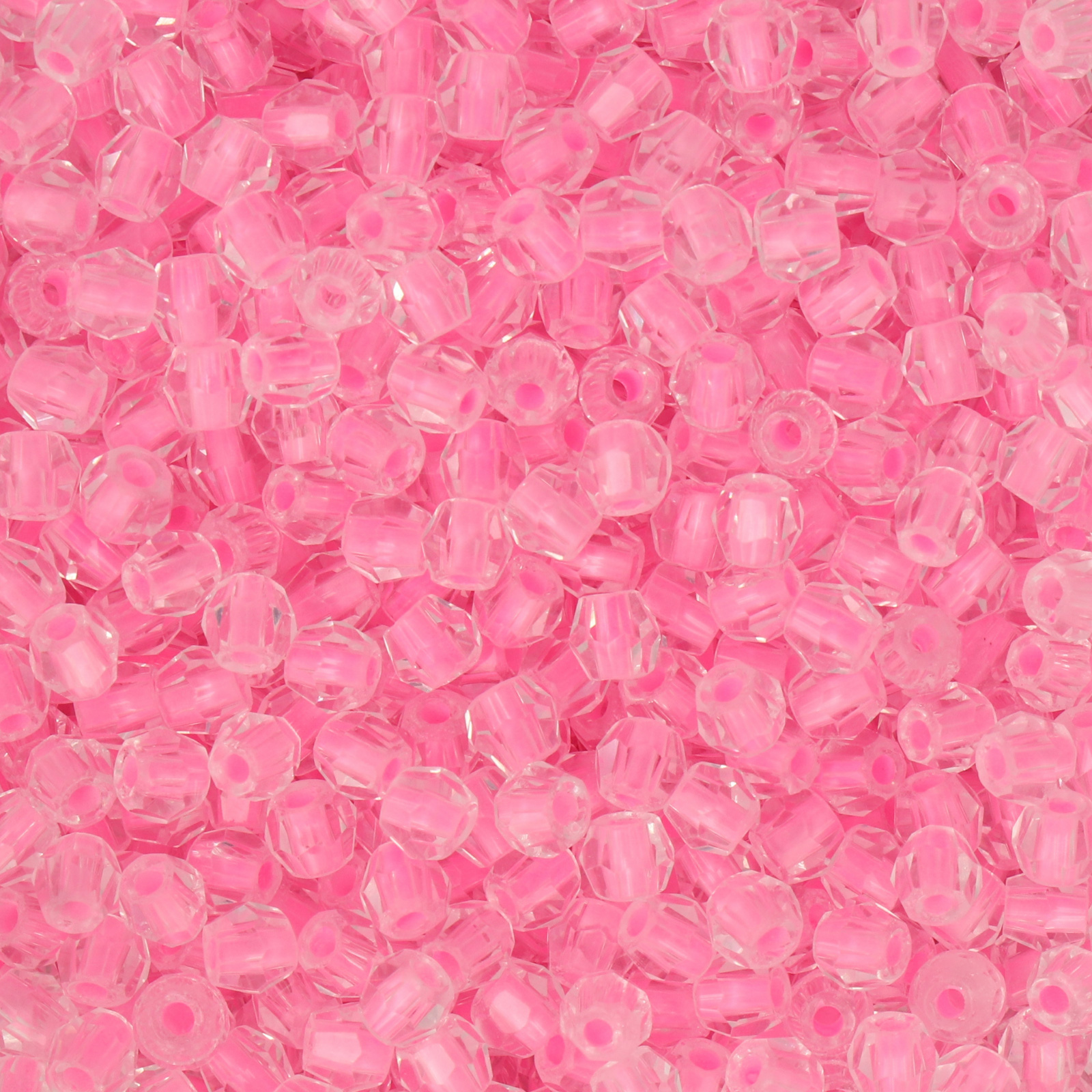 frizzy glass bead - color lined neon pink - faceted round 4mm (450pc aprox.) | 30gr