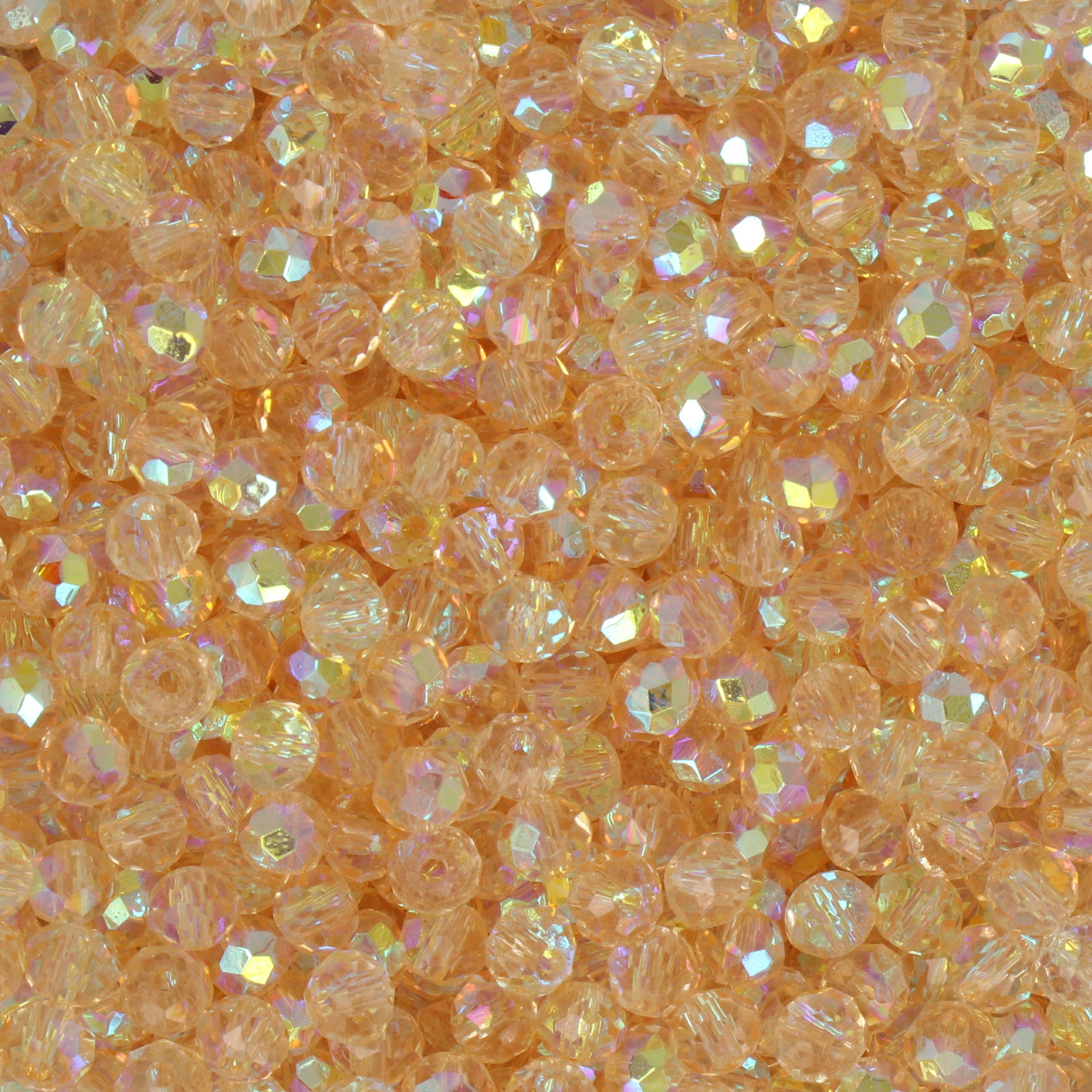 frizzy glass bead - peach ab - faceted round 4mm (450pc aprox.) | 30gr