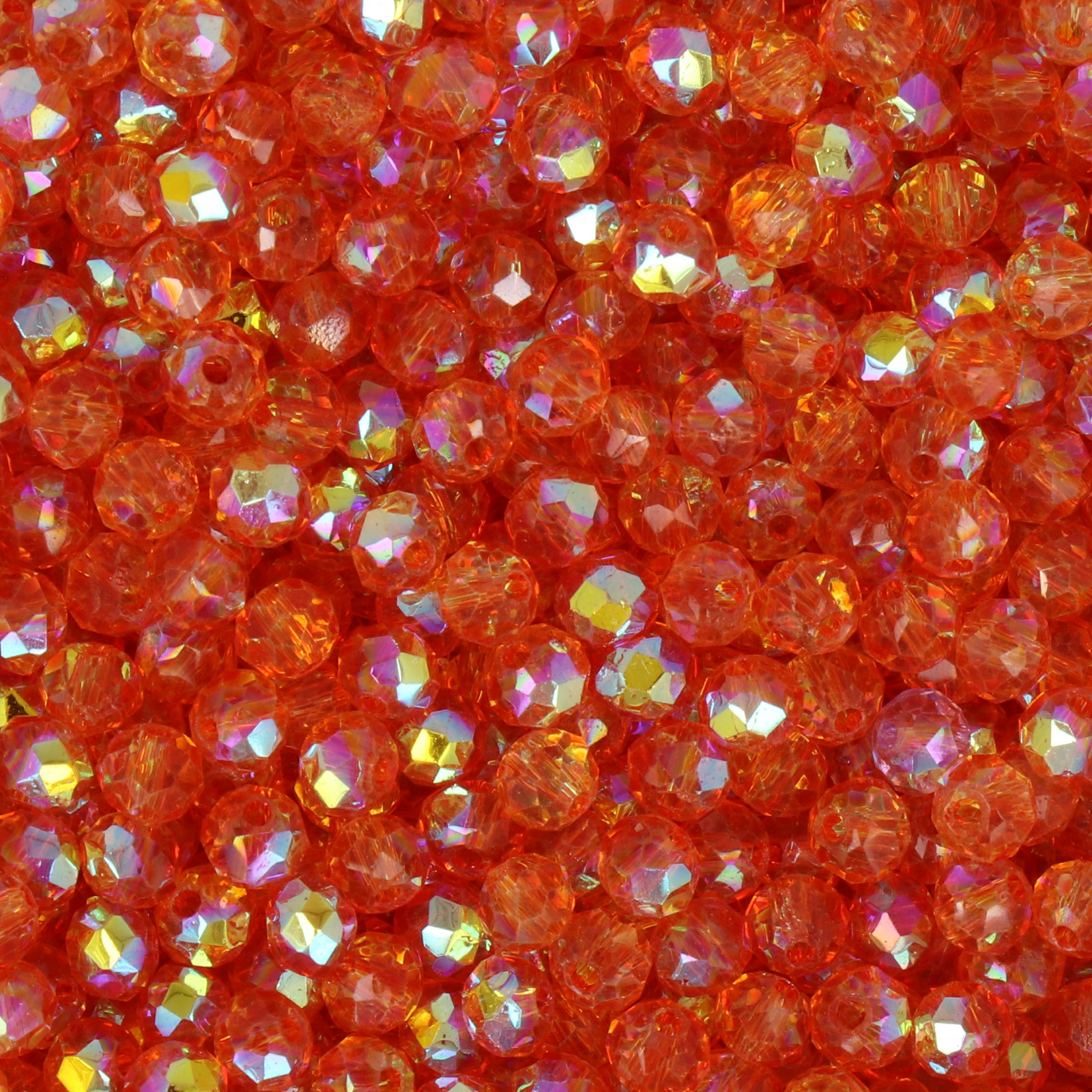 frizzy glass bead - orange ab - faceted round 4mm (450pc aprox.) | 30gr