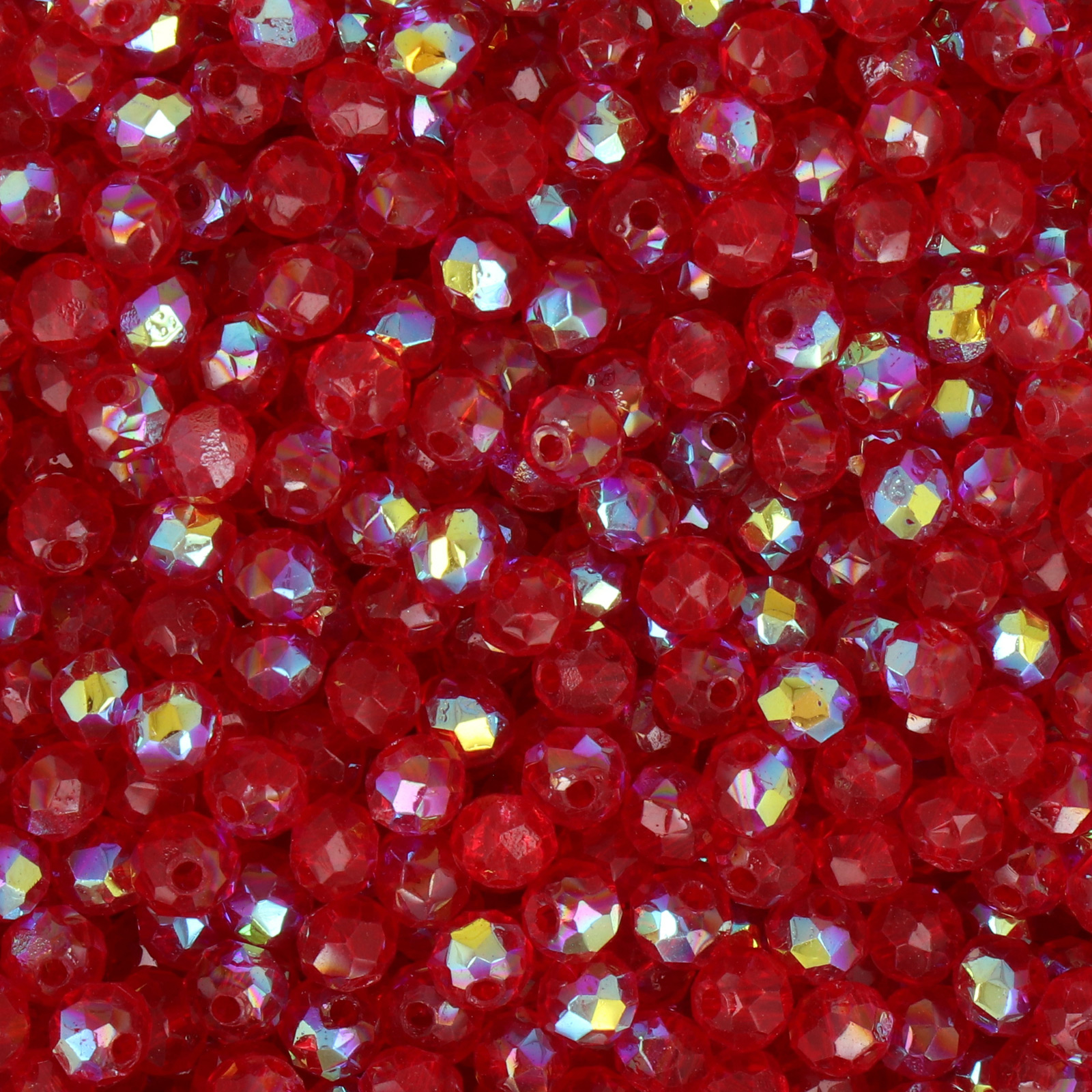 frizzy glass bead - red ab - faceted round 4mm (450pc aprox.) | 30gr