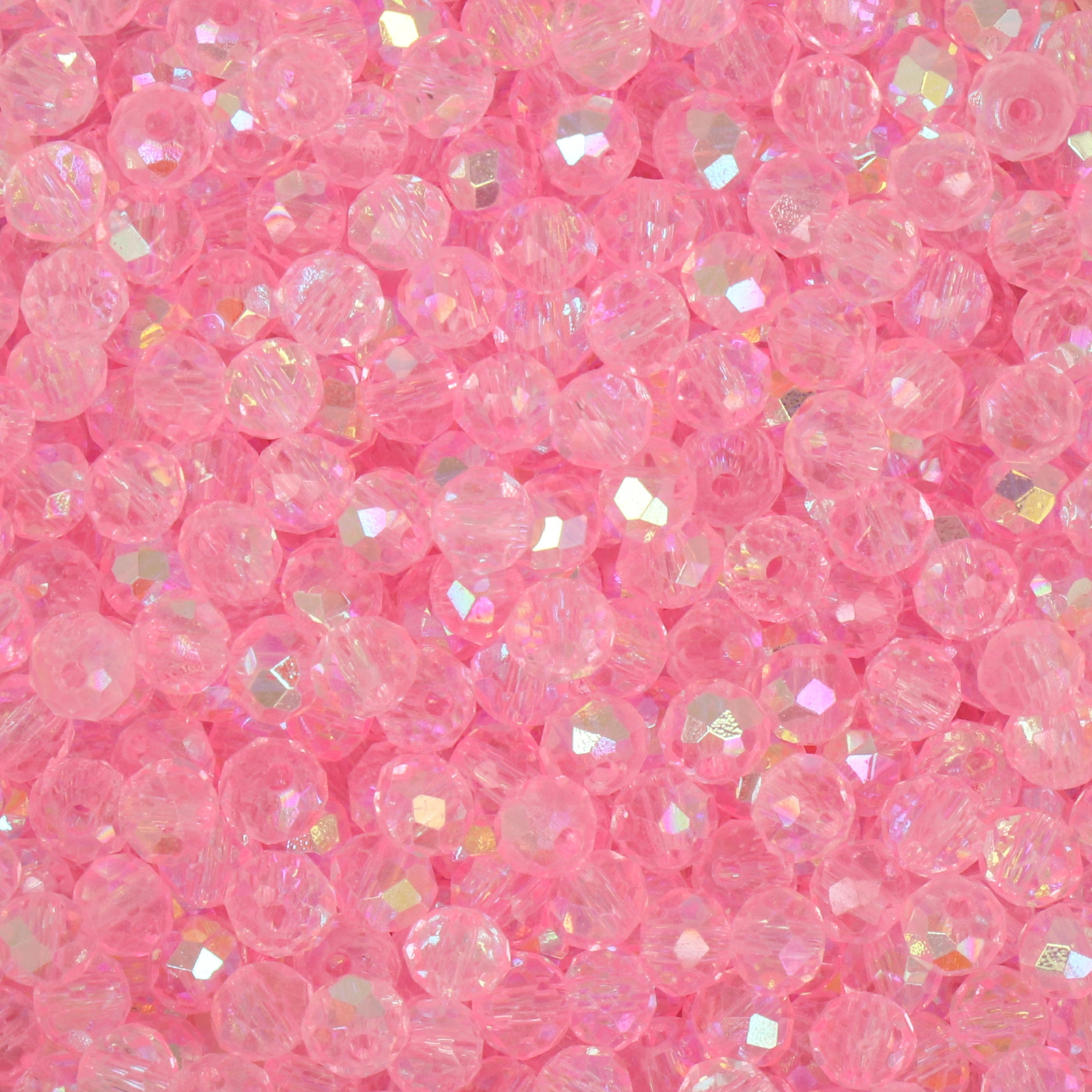 frizzy glass bead - pink ab - faceted round 4mm (450pc aprox.) | 30gr