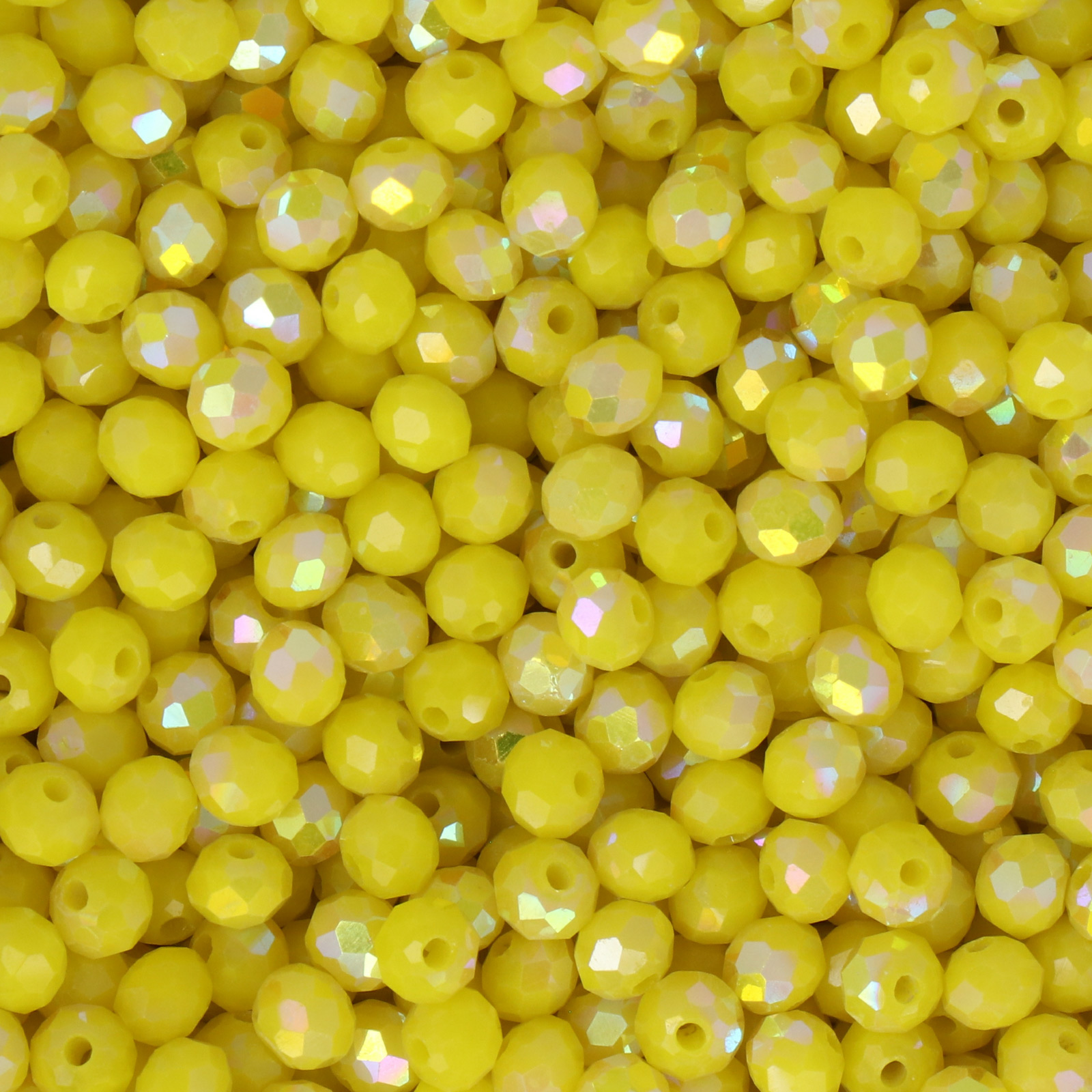 frizzy glass bead - opaque yellow ab - faceted round 4mm (360pc aprox.) | 30gr