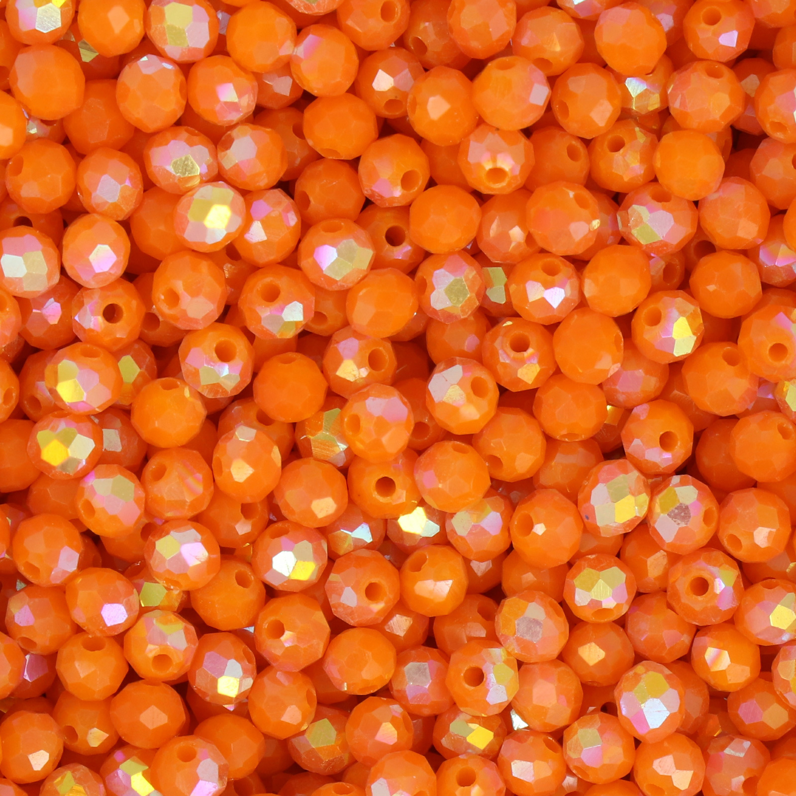 frizzy glass bead - opaque orange ab - faceted round 4mm (360pc aprox.) | 30gr