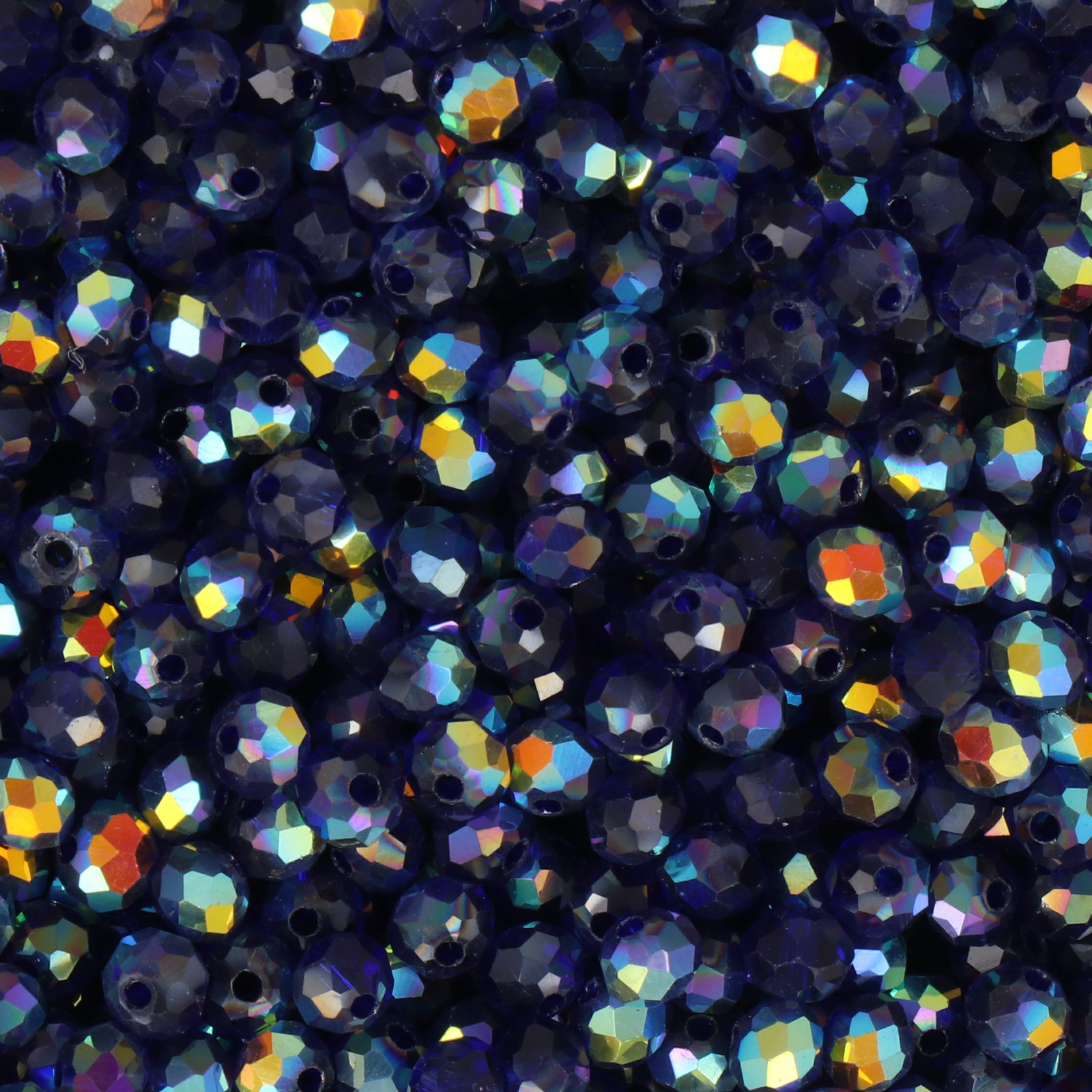frizzy glass bead - opaque blue ab - faceted round 4mm (360pc aprox.) | 30gr