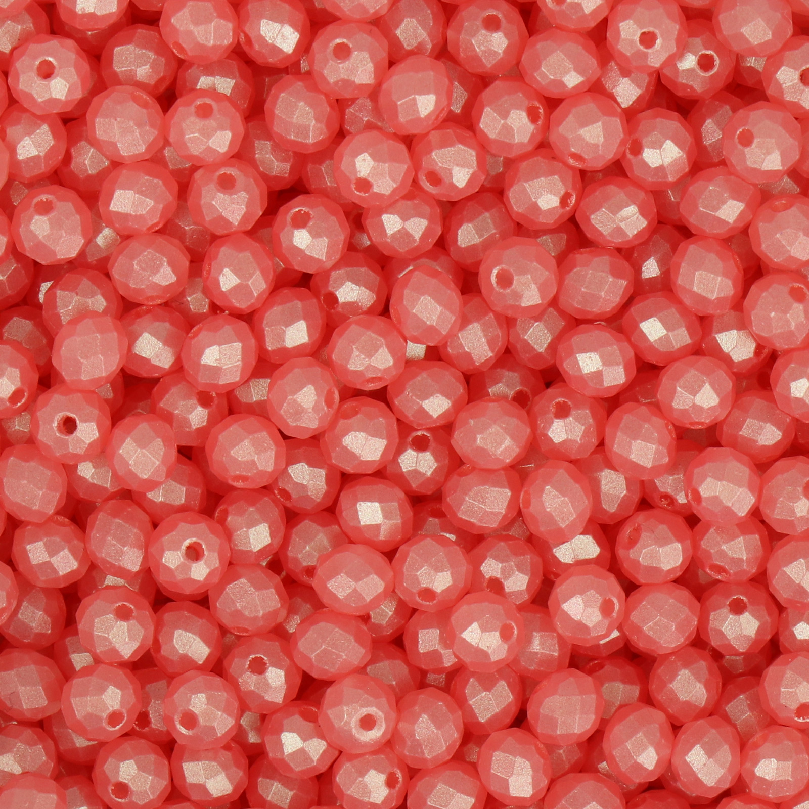 frizzy glass bead - silk soft red - faceted round 4mm (360pc aprox.) | 30gr