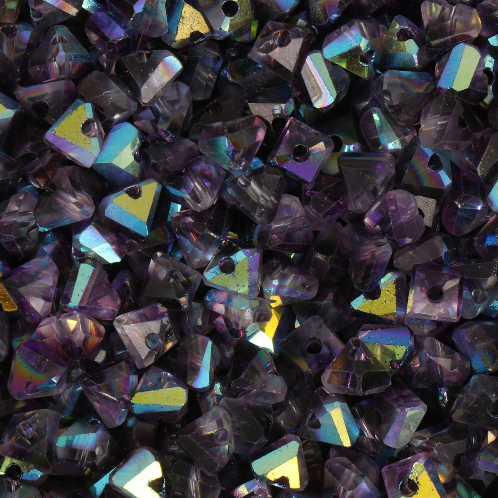 frizzy glass bead - amethyst ab - faceted pyramid 6mm (120pc aprox.) | 15gr