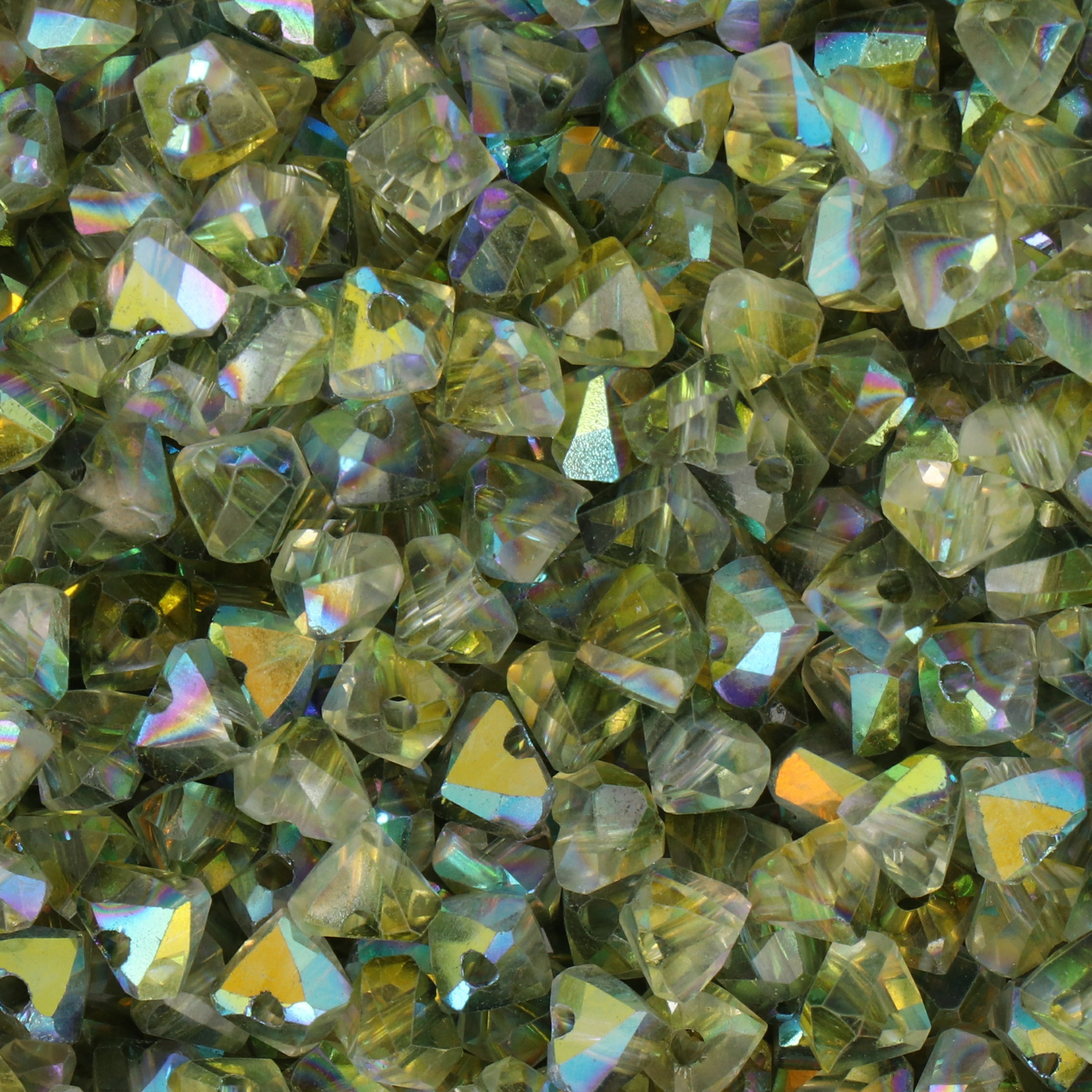 frizzy glasperlen - peridot ab - facettiert pyramide 6mm (ca. 120 stück) | 15gr