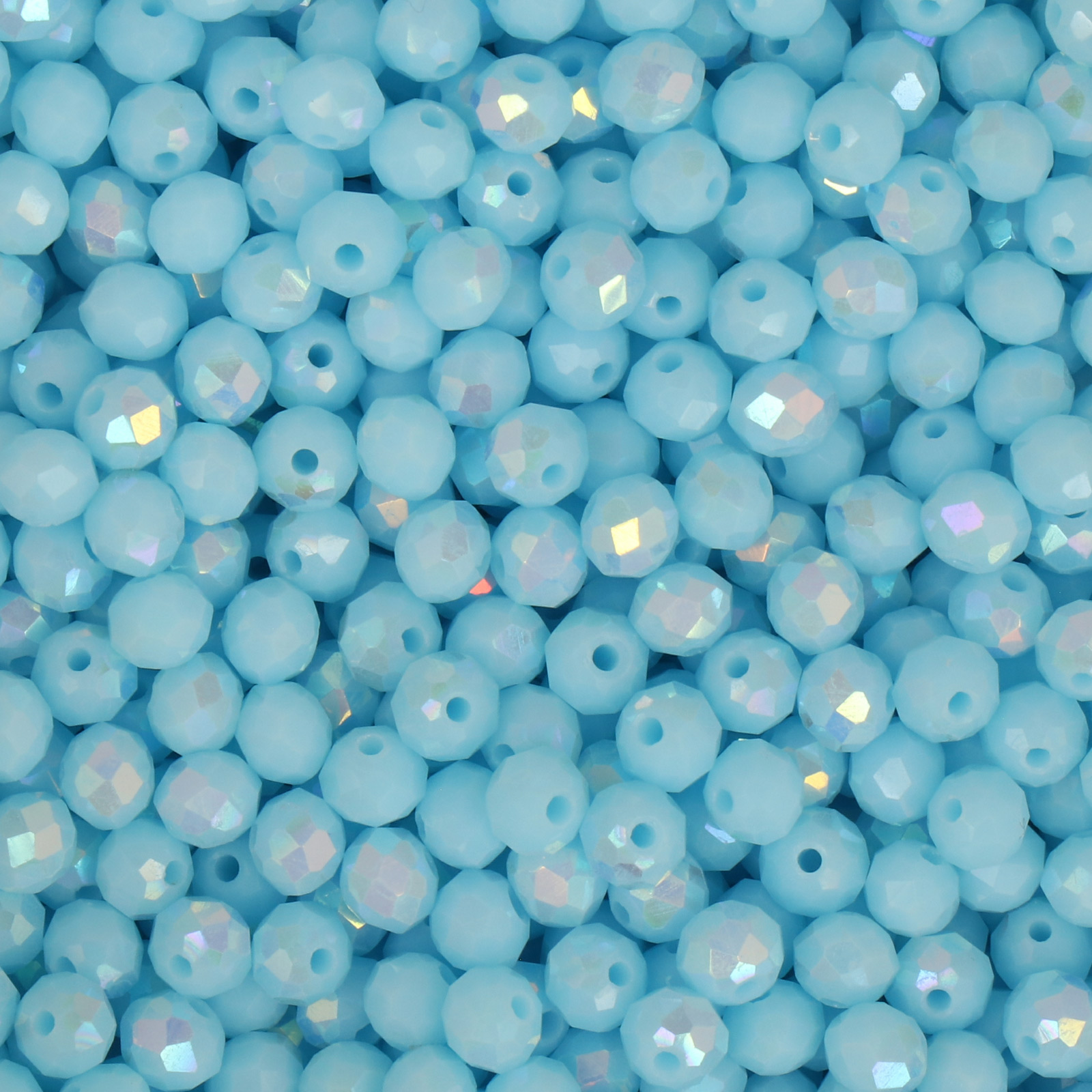 frizzy glass bead - opaque sky blue ab - faceted round 4mm (360pc aprox.) | 30gr