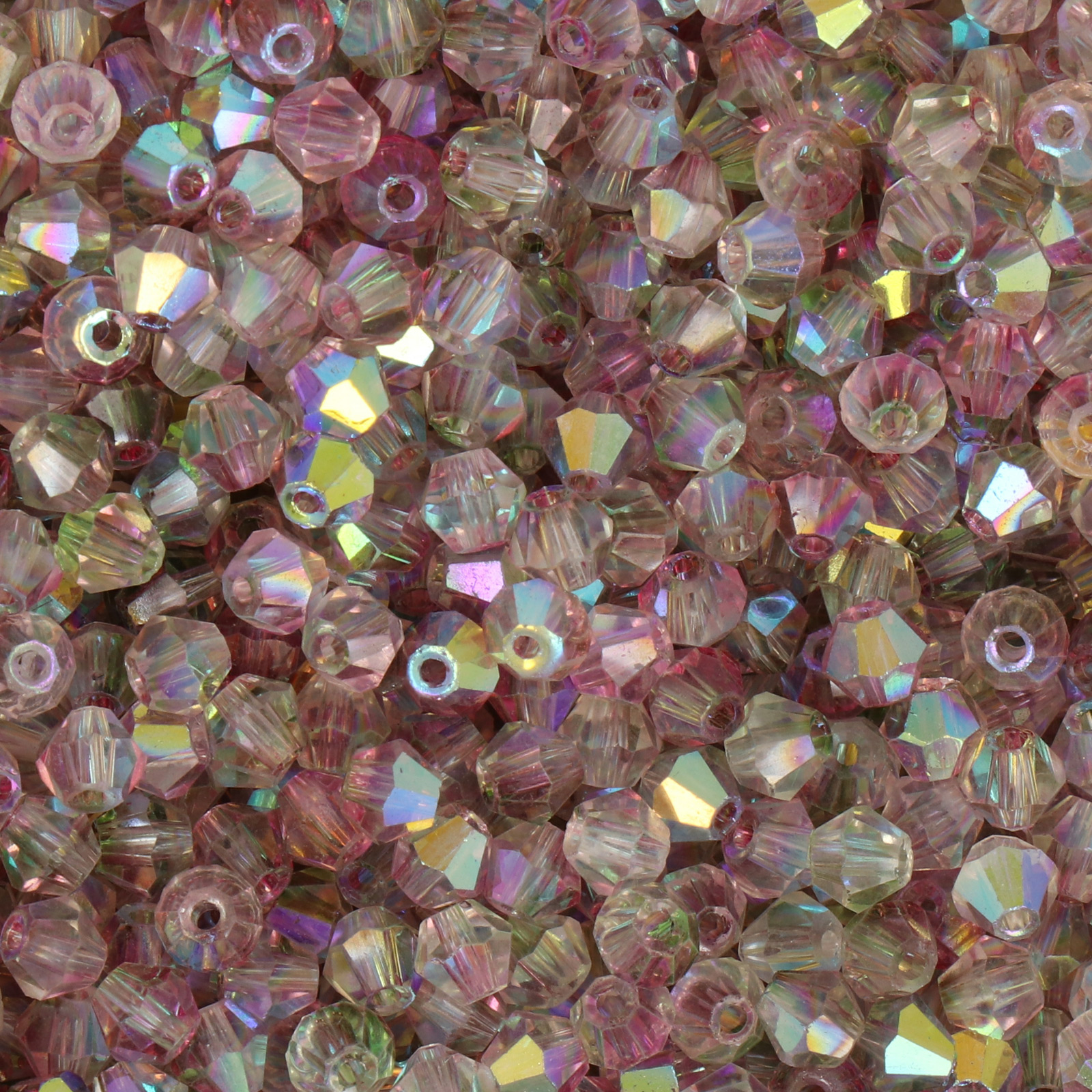frizzy glass bead - rose ab - faceted bicone 4mm (200pc aprox.) | 15gr
