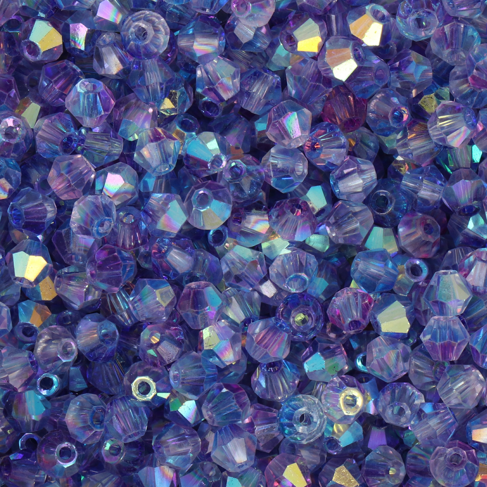 frizzy glass bead - purple ab - faceted bicone 4mm (200pc aprox.) | 15gr