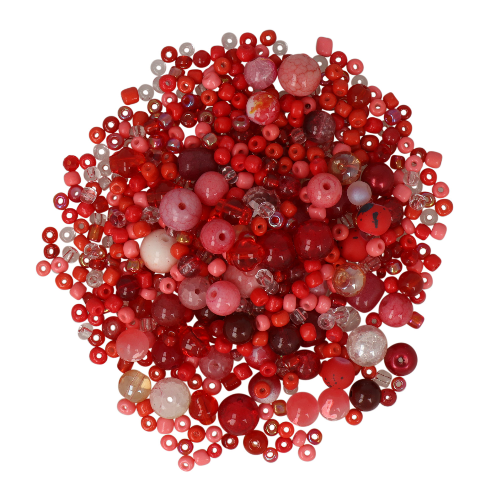 rote glasperlen 2-10mm - ca. 300 stück | 100gr