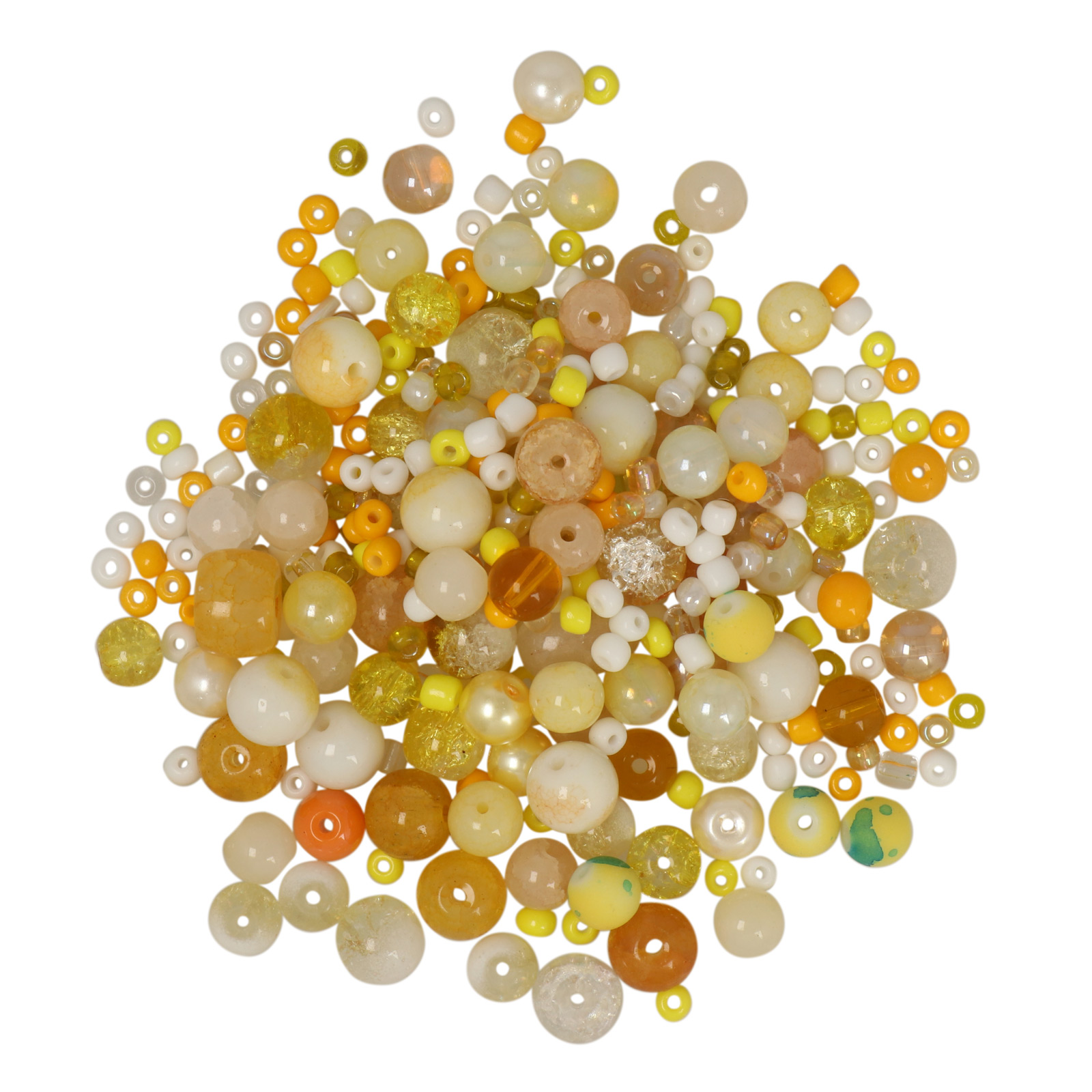 yellow glass pearls 2-10mm - approximately 300 pieces | 100gr