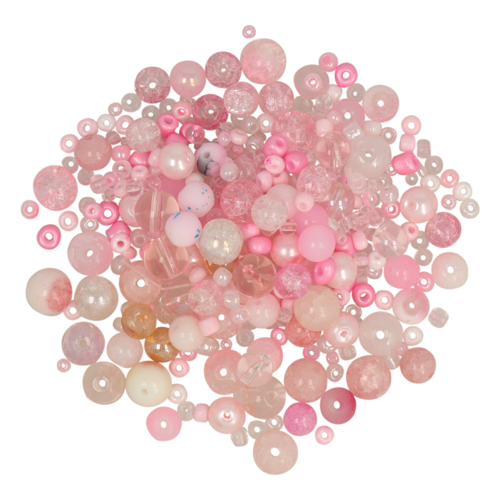 pink glass pearls 2-10mm - approximately 300 pieces | 100gr