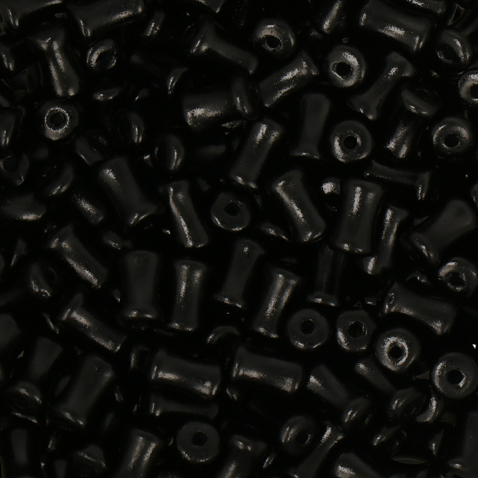 frizzy glass bead - opaque black - coral stick 6x4mm (250pc aprox.) | 30gr