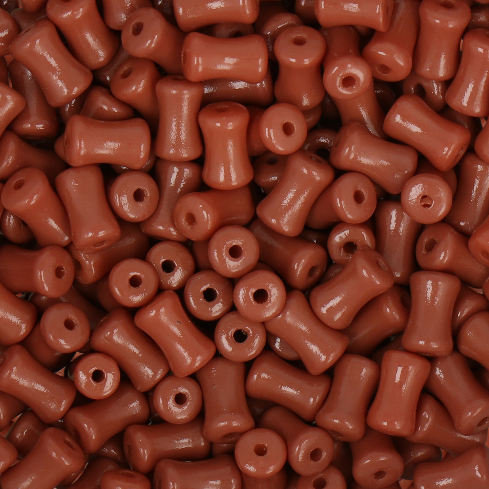 frizzy glass bead - opaque brown - coral stick 6x4mm (250pc aprox.) | 30gr