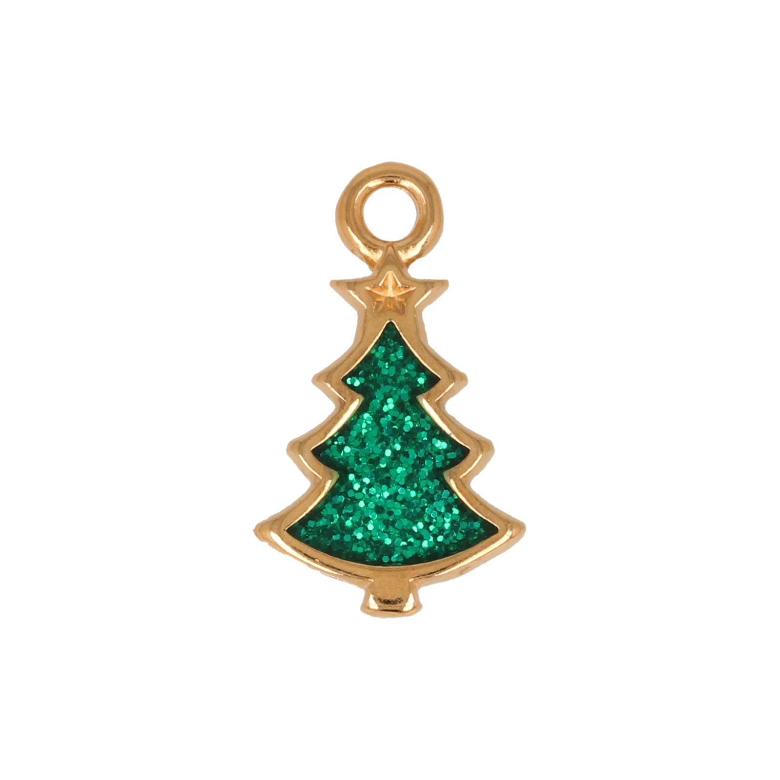 gold plated enameled christmas tree charm 17x10mm | 2pc