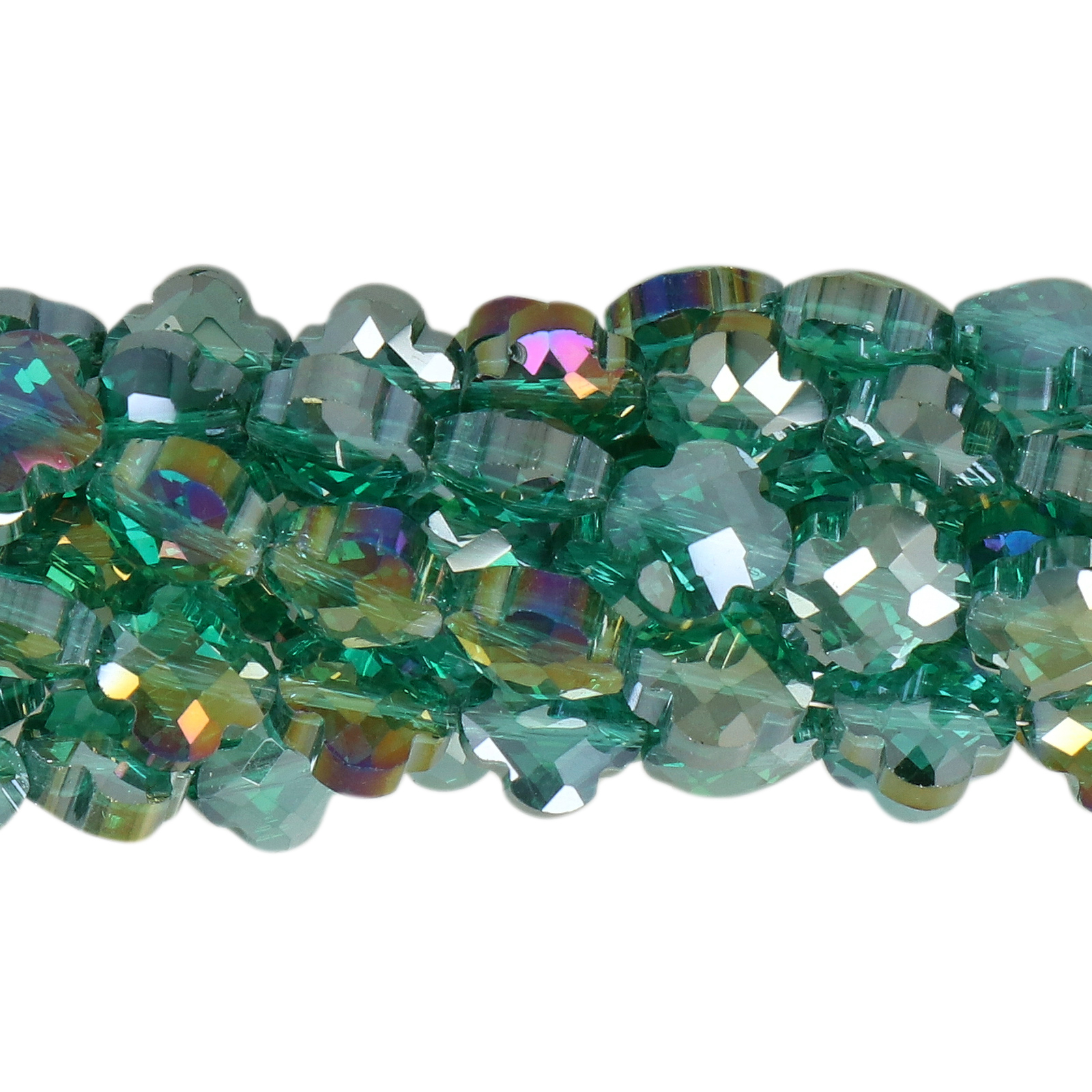 emerald ab chinese crystal faceted clover 8mm | 20pc
