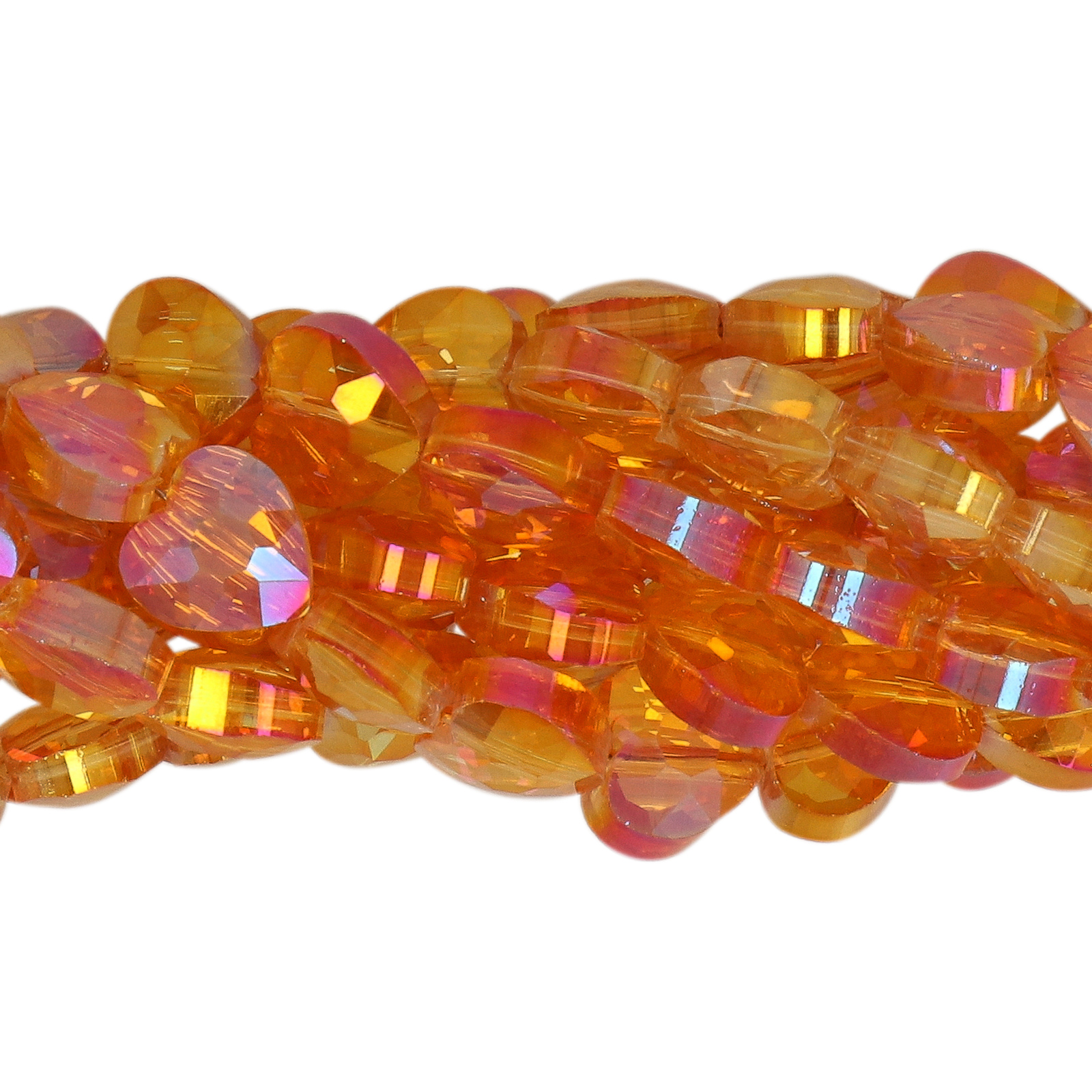 chinese glasperlen facettiertes herz orange ab 8mm | 25st