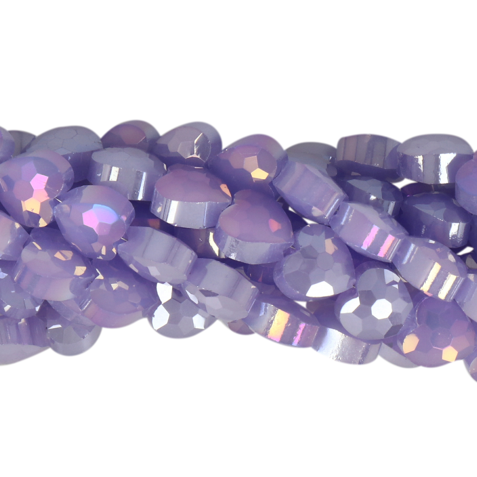 chinese glasperlen facettiertes herz opaque lavender ab 8mm | 25st