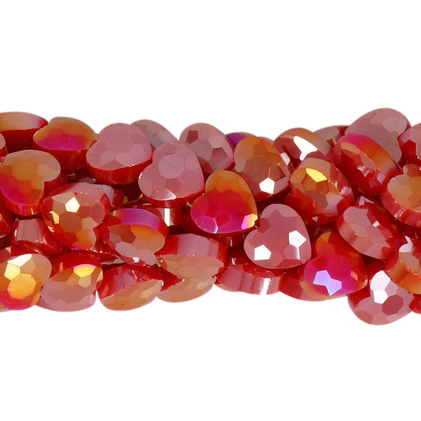 chinese glasperlen facettiertes herz opaque siam ab 8mm | 25st