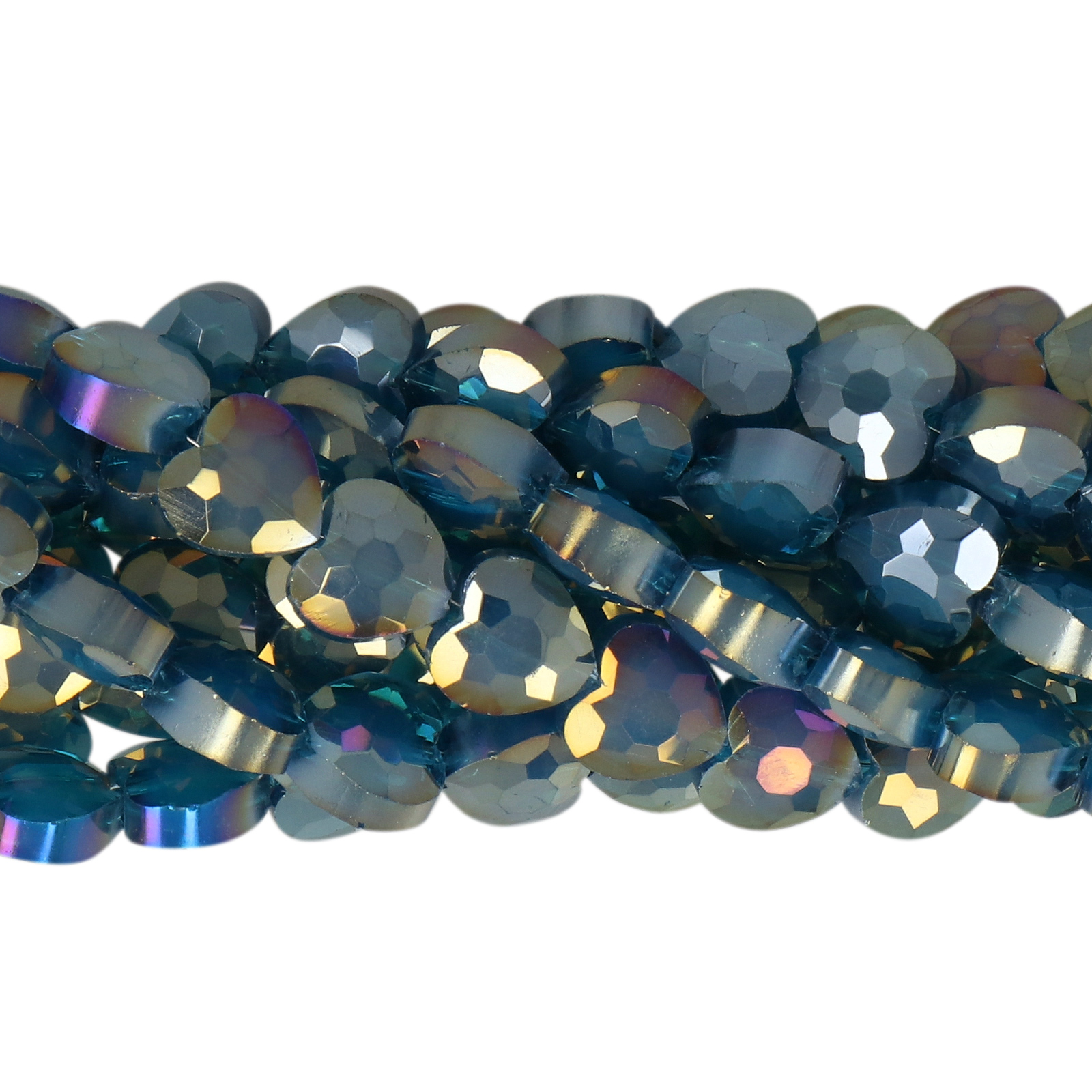 chinese glasperlen facettiertes herz opaque petrol blue ab 8mm | 25st