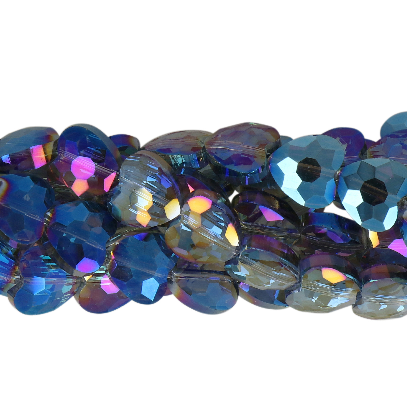 chinese glasperlen facettiertes herz crystal metallic blue 10mm | 20st