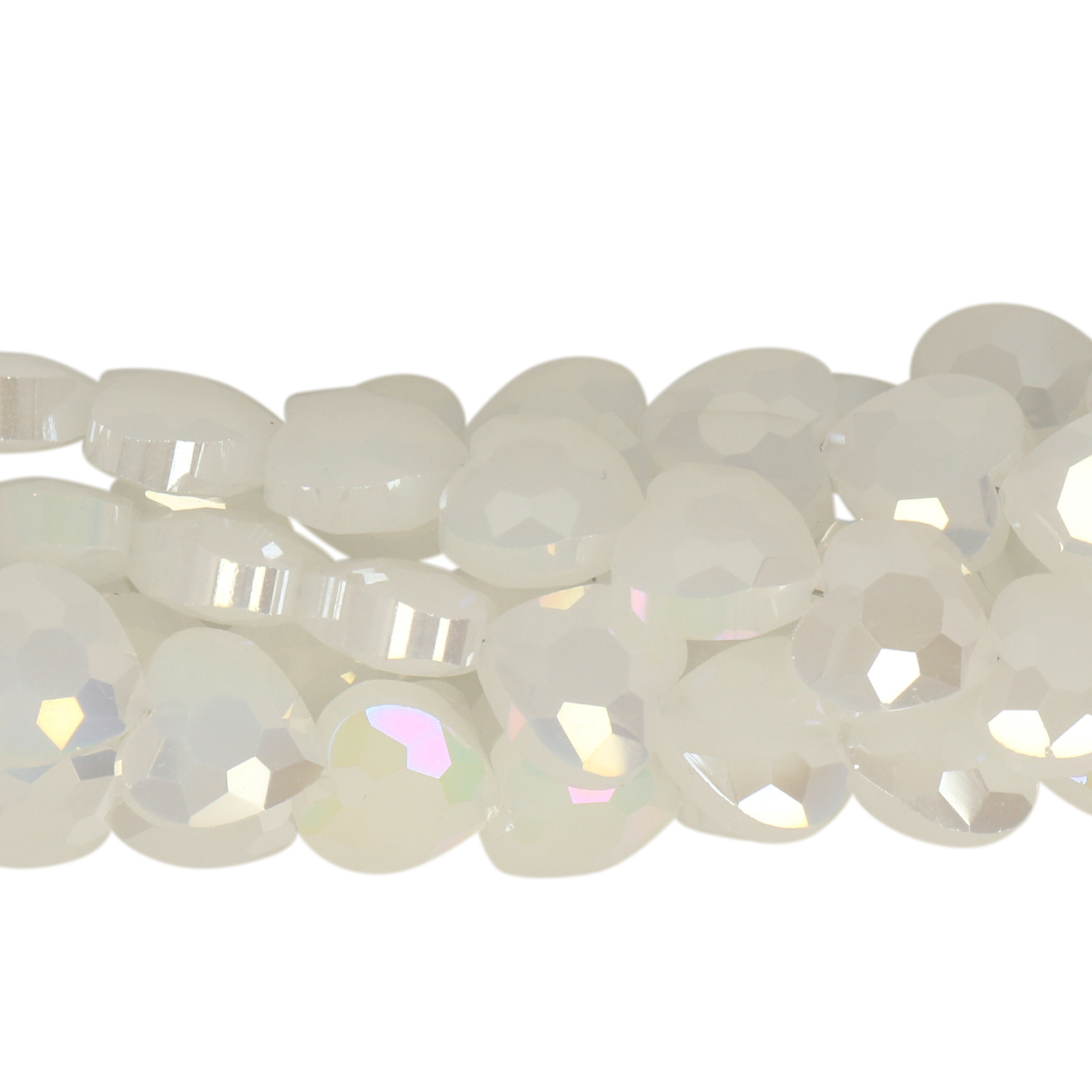 chinese glasperlen facettiertes herz opaque white ab 10mm | 20st