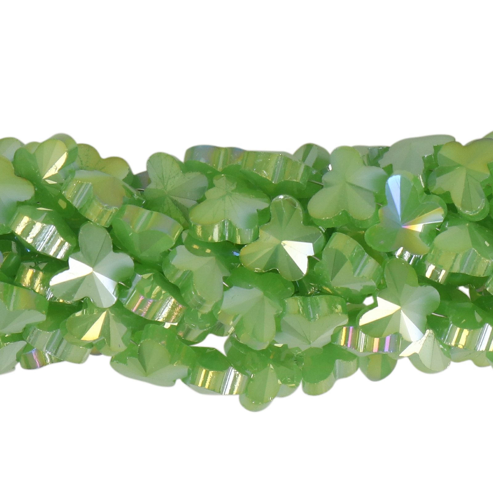 chinese glasperlen facettiertes schmetterling opaque green ab 8mm | 25st