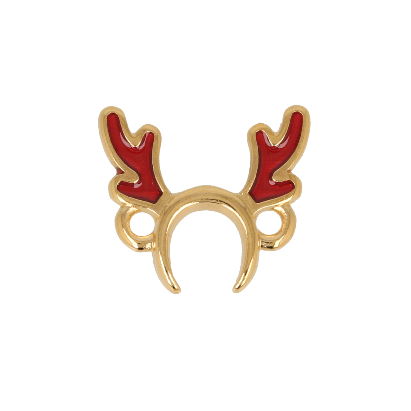 gold plated enameled reindeer horns link 14x12mm | 2pc