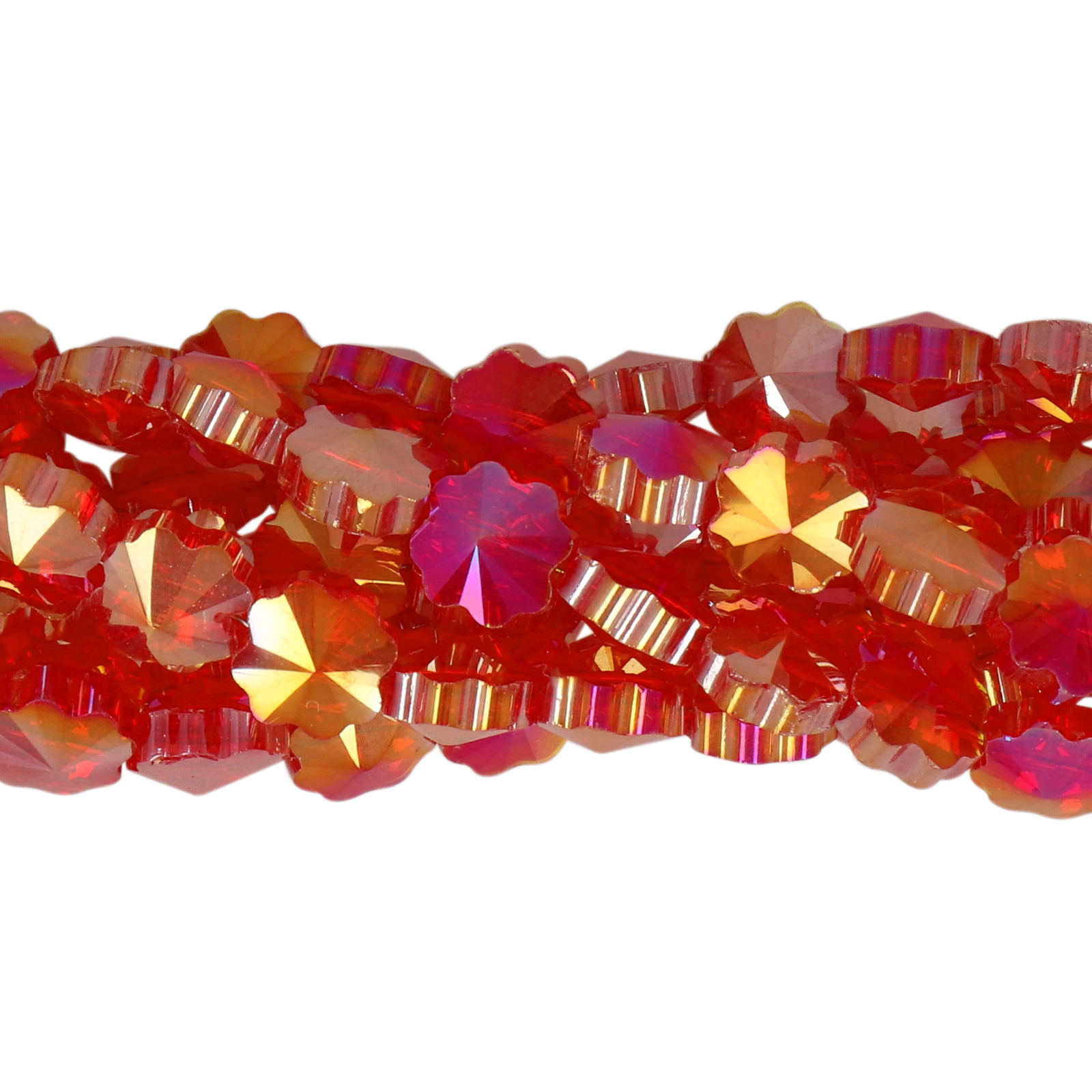 chinese glasperlen facettiertes blume light siam ab 8mm | 25st