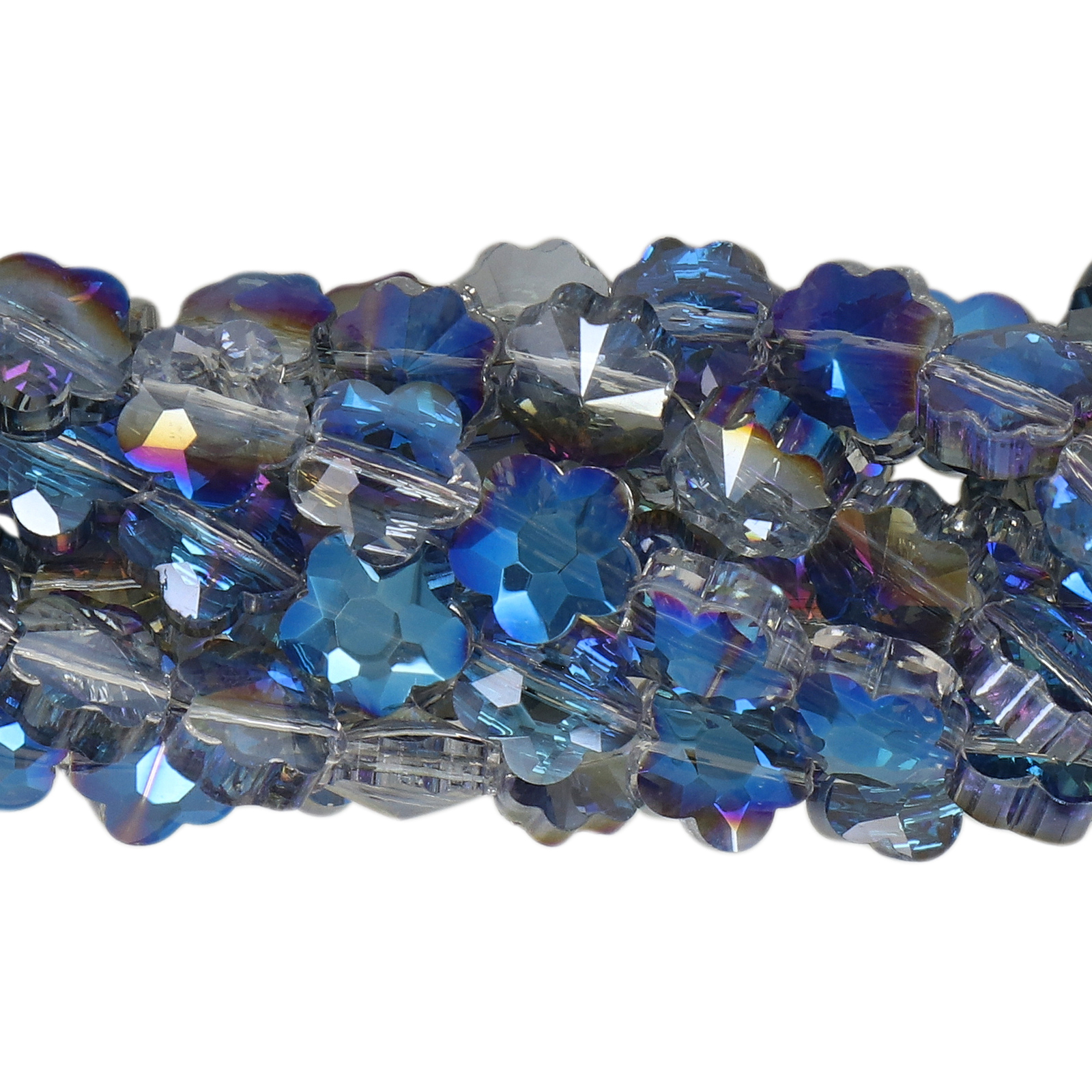 chinese glasperlen facettiertes blume crystal metallic blue 8mm | 25st