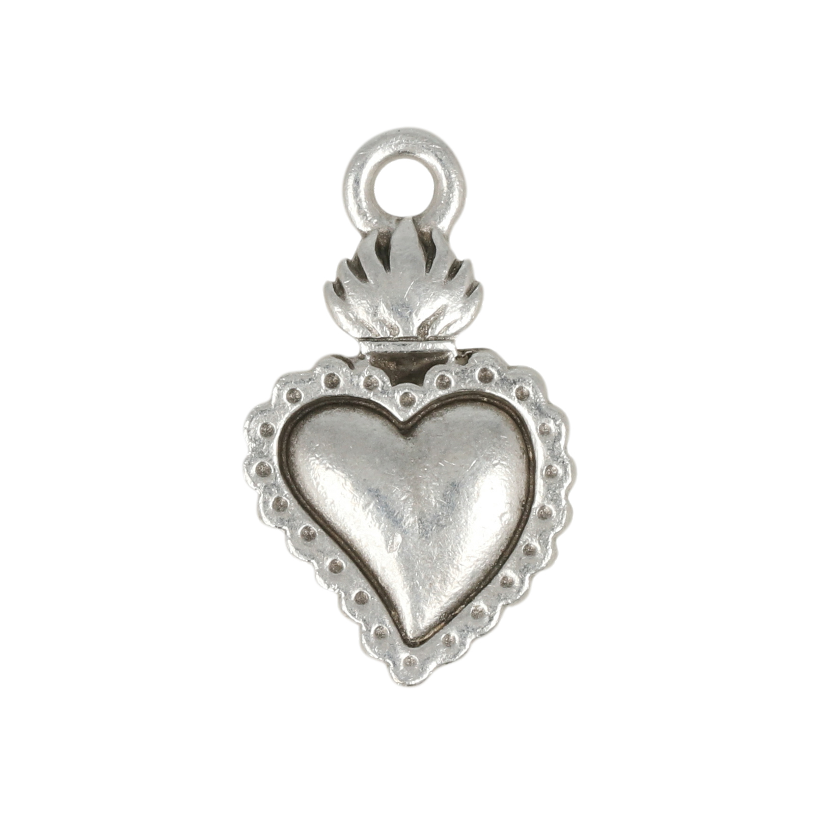 antique silver plated heart milagro charm 13mm | 1pc