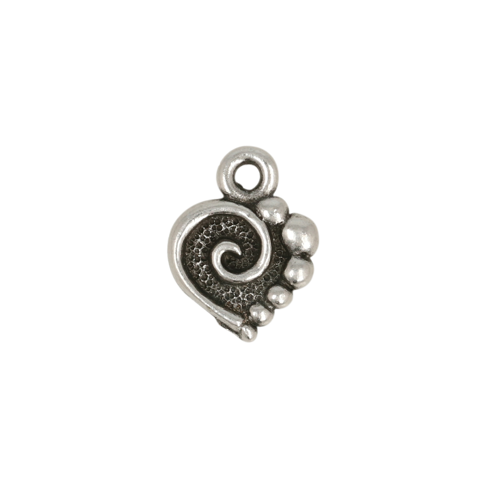 antique silver plated spiral heart charm 10mm | 1pc