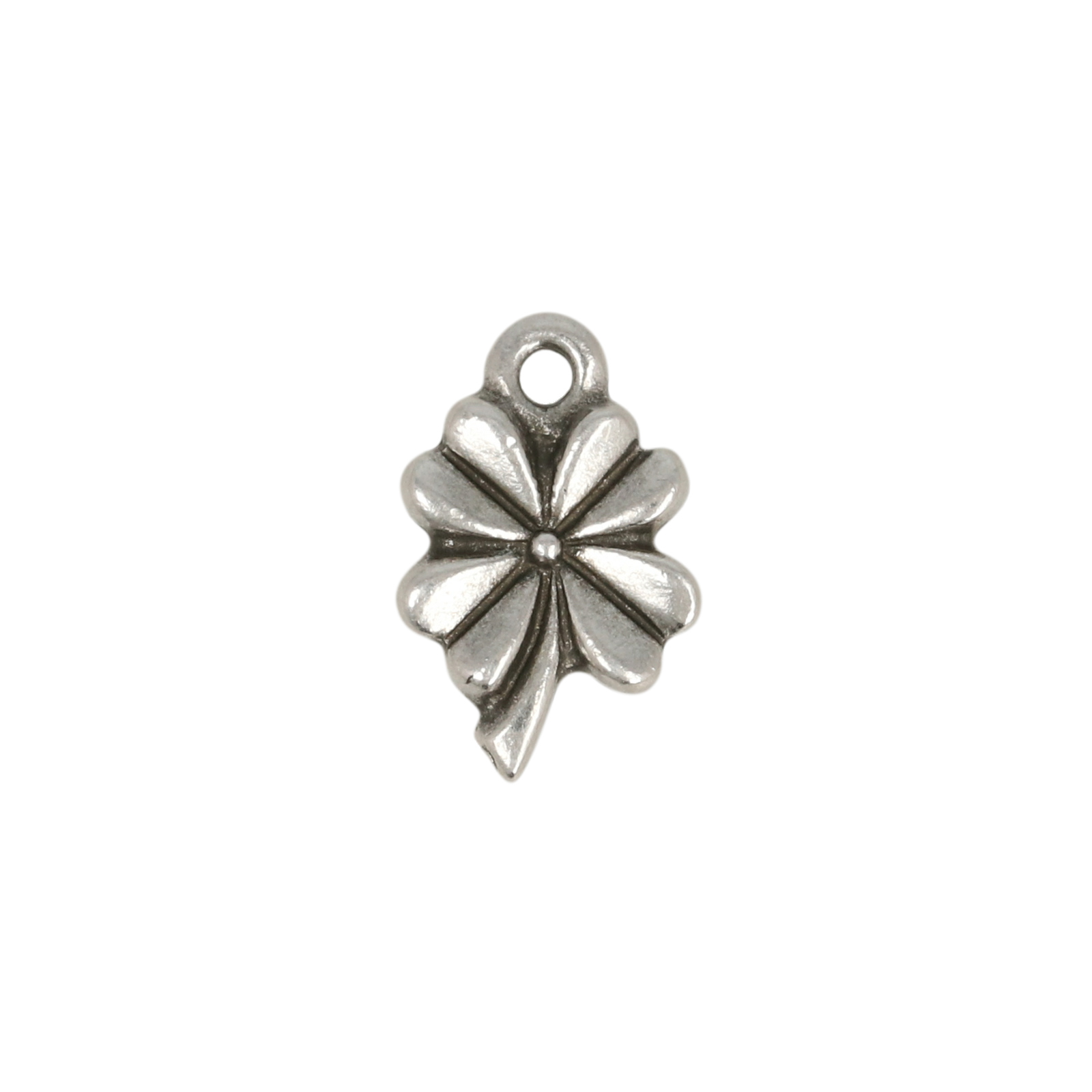 antique sterling silver 4 leaf clover charm 10mm | 2pc