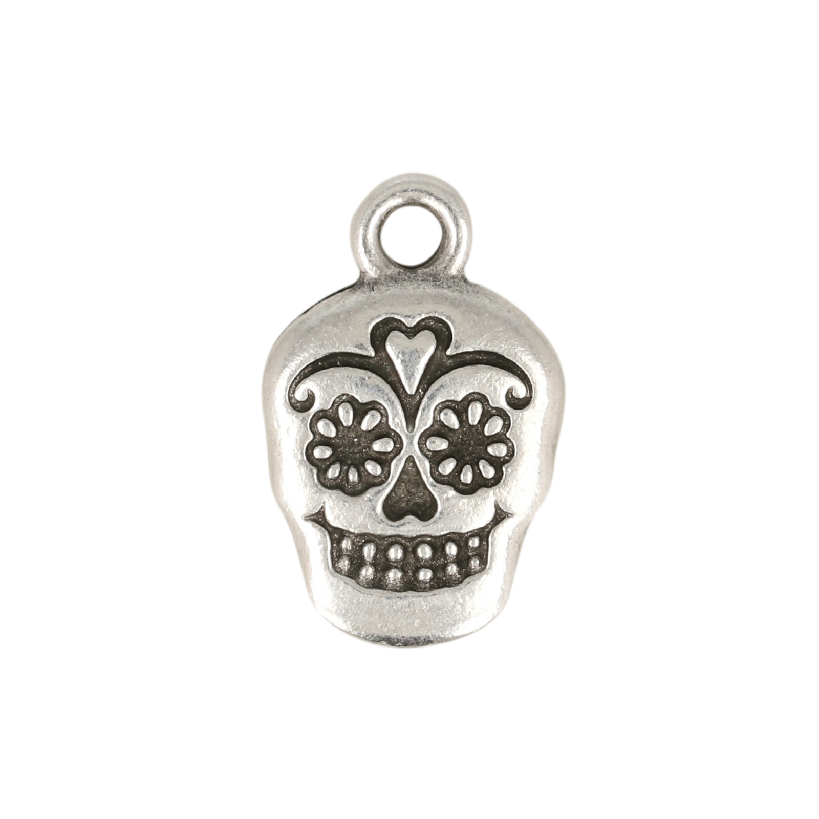 anhänger totenkopf antik versilbert 15mm | 1st