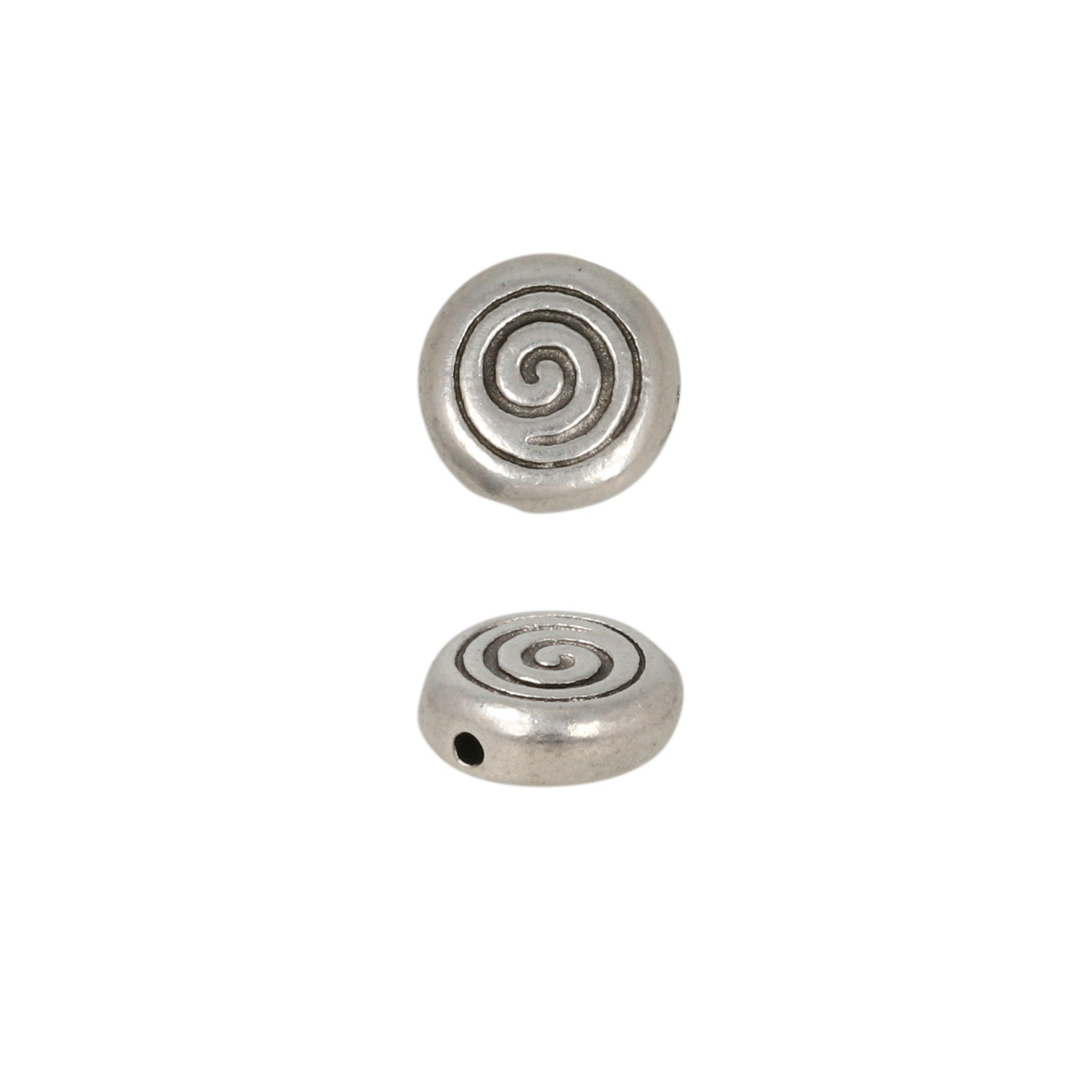 antique silver plated bead spiral 7mm | 2pc
