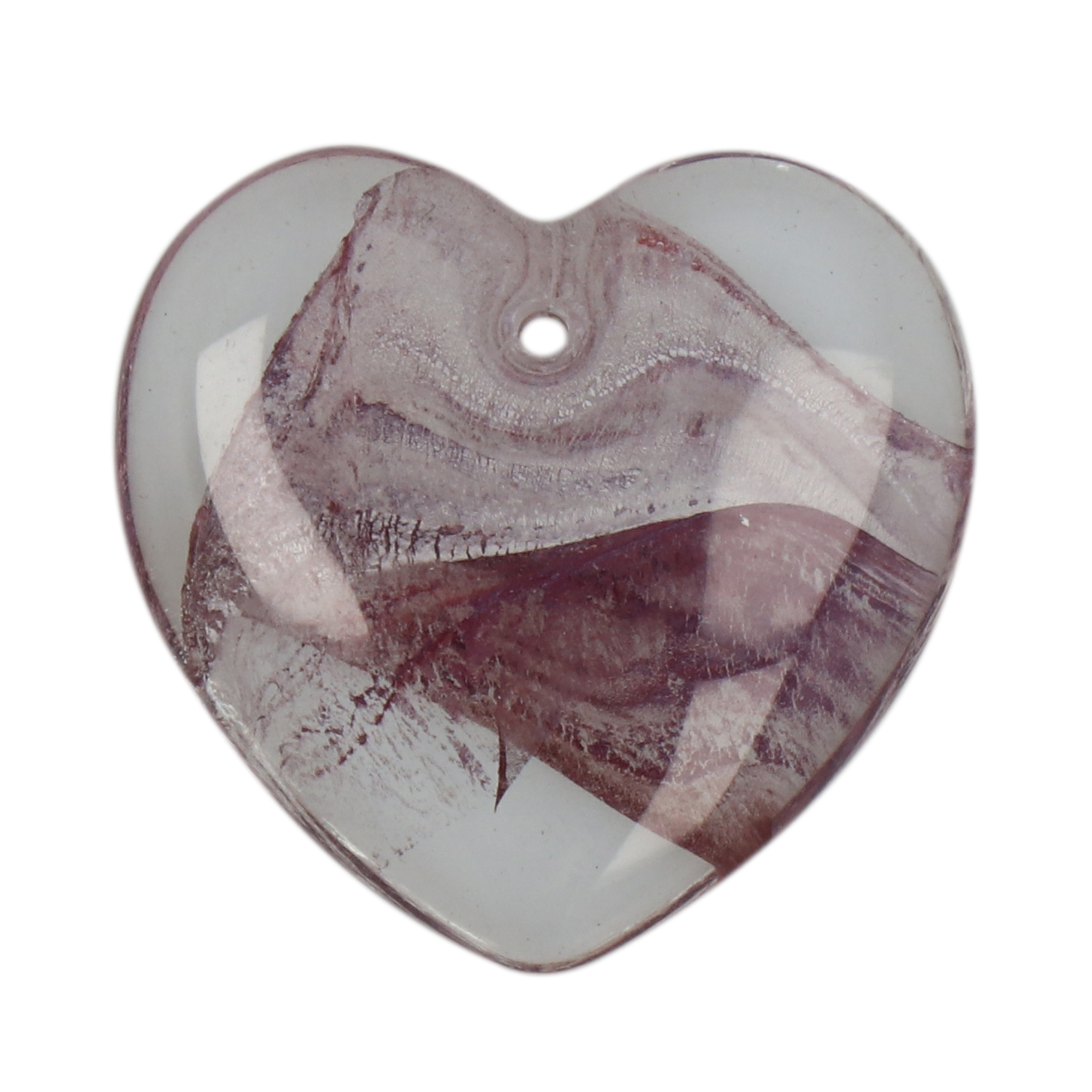 glass pendant - amethyst heart 30x28mm | 2pc