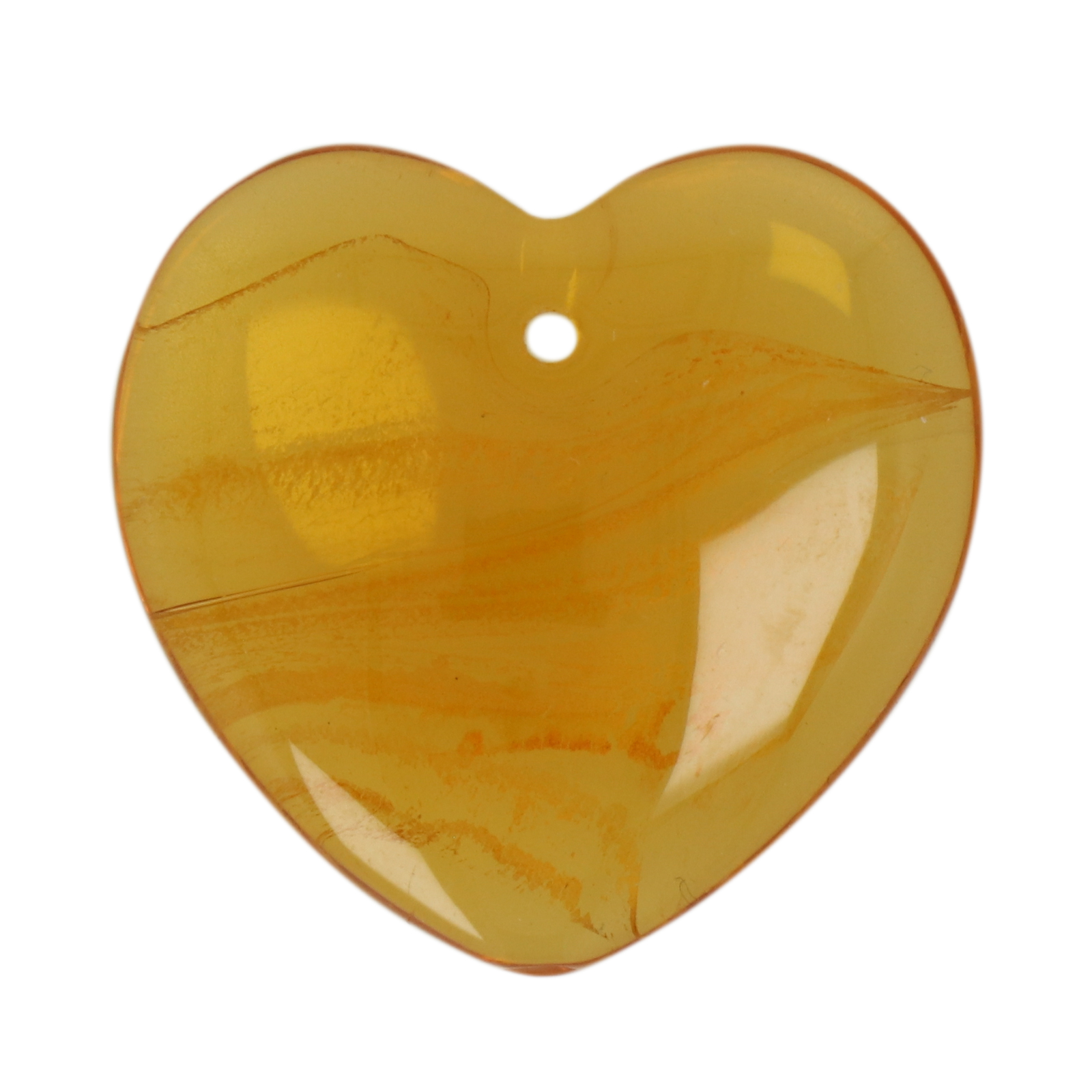 glass pendant - amber heart 30x28mm | 2pc
