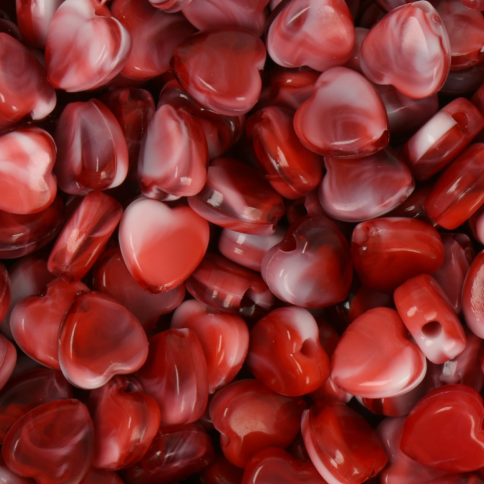 harz glatt herz marmoriertes rot 8x4mm - 110-120st ca. | 25gr