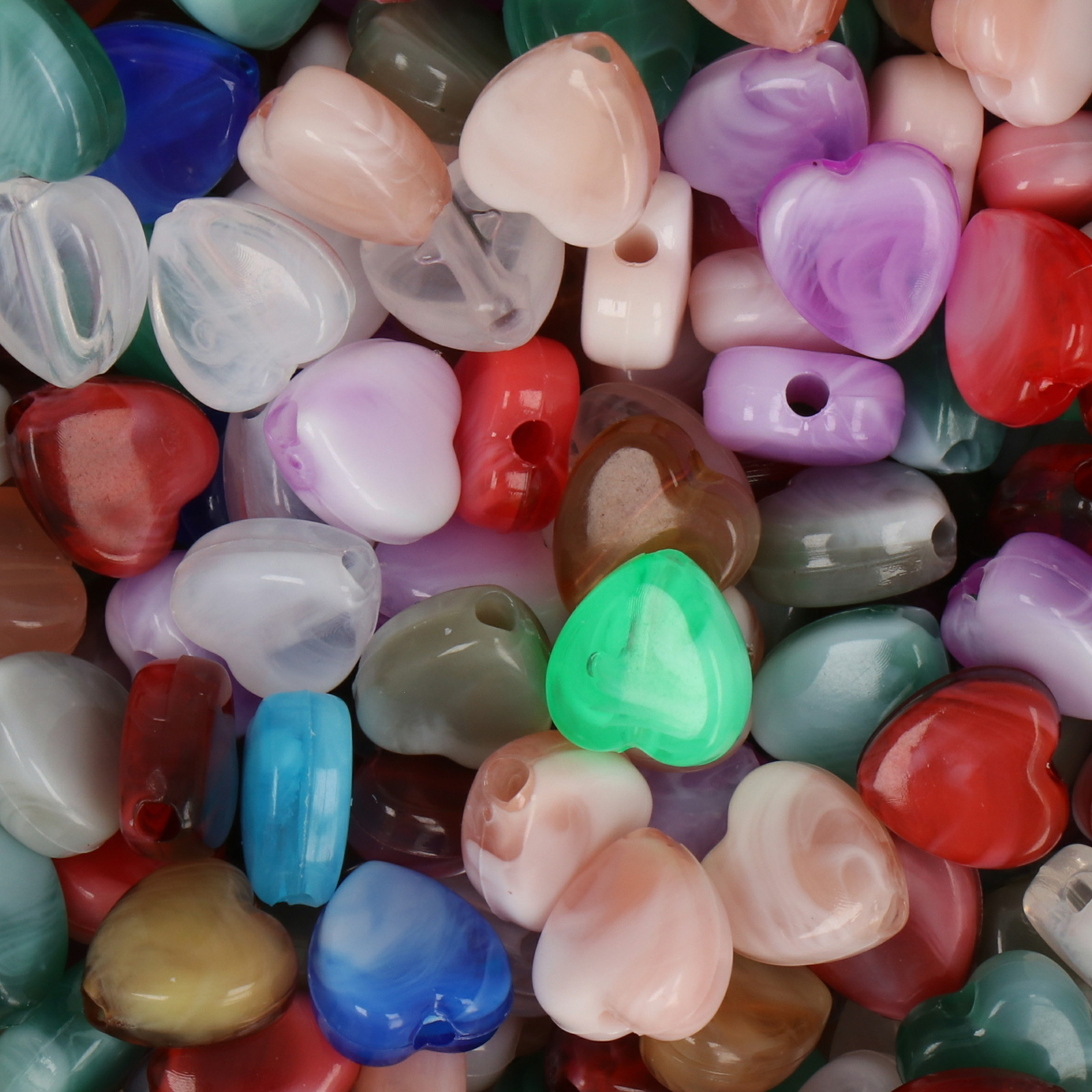 marbled mix color resin smooth heart 8x4mm - 110-120pc aprox. | 25gr